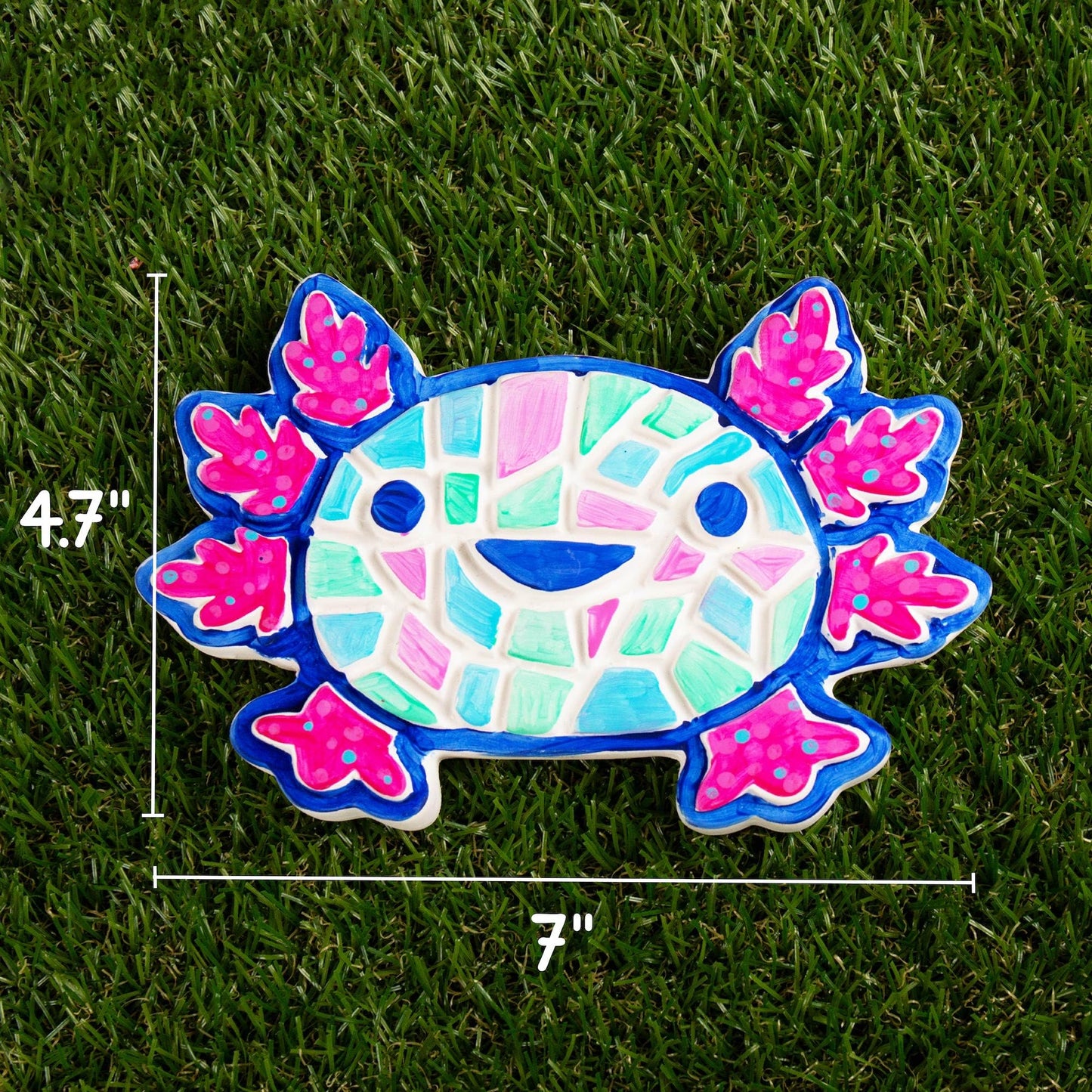 Creative Roots Axolotl Stepping Stone Kit, 7-Inch Paintable Ceramic Stepping Stone, Includes 6 Acrylic Paints, Kids Crafts, Ages 8+