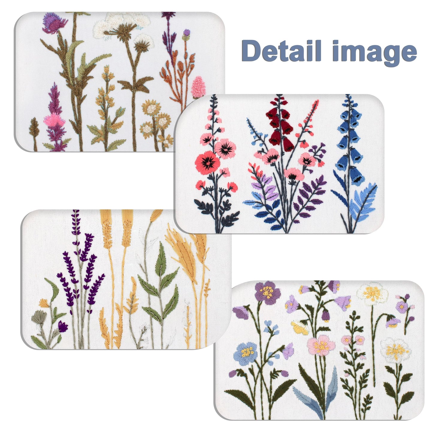 Maydear 4 Sets Embroidery Kit Punch Needle Kit,Embroidery Kit for Beginners Adults Cross Stitch Kits with Embroidery Hoop and Instructions, Hand Embroidery Starter Kit (Embroidery kit Flowers)