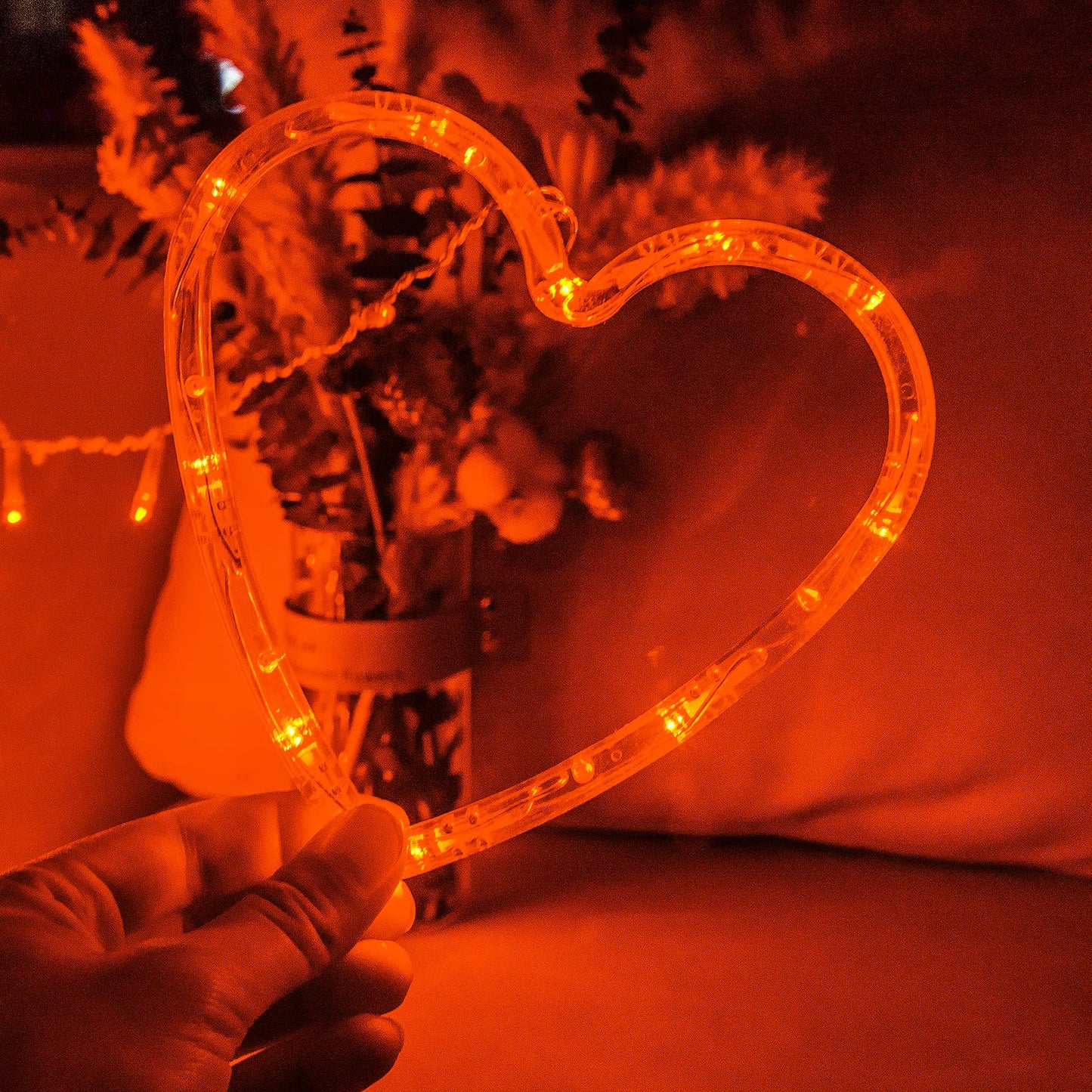 Valentines Decorations, Red Heart-Shaped 138 LEDs 12 Hearts String Lights Plug in with Remote, 8 Flashing Modes and Timer Function Window Curtain Light for Valentines Decorations