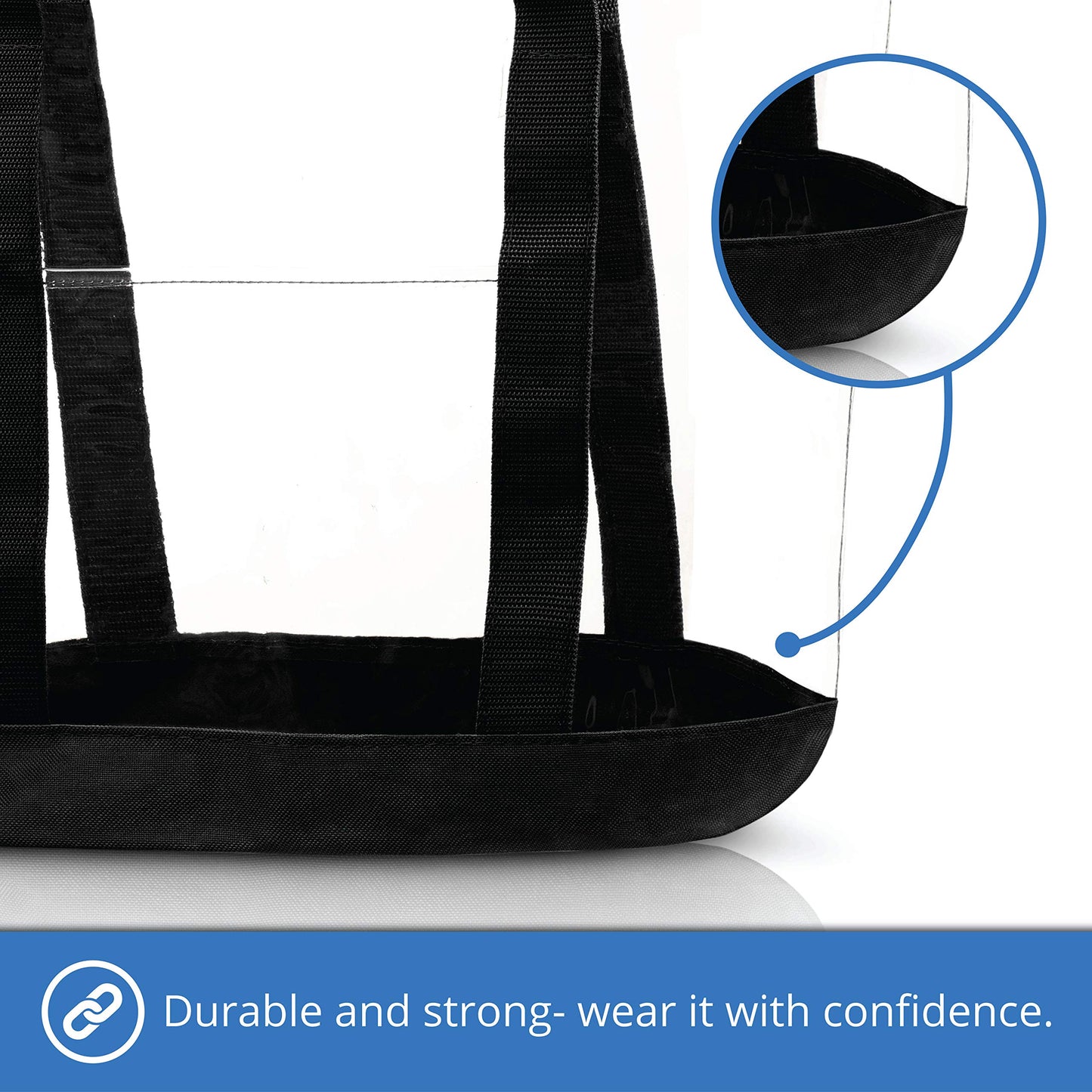 [Pack of 2] Clear Tote Bags for Work, Beach, Stadium, Security Approved with Zipper Closure