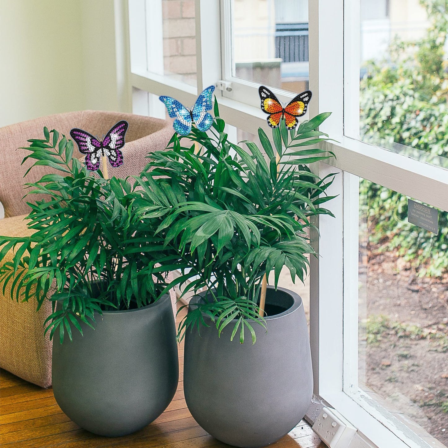 Vcekract 8 Pcs Butterfly Diamond Painting Kits, Diamond Art Kits for Garden Decor, Butterfly Stakes Diamond Art Kits for Adults, Crafts for Adults