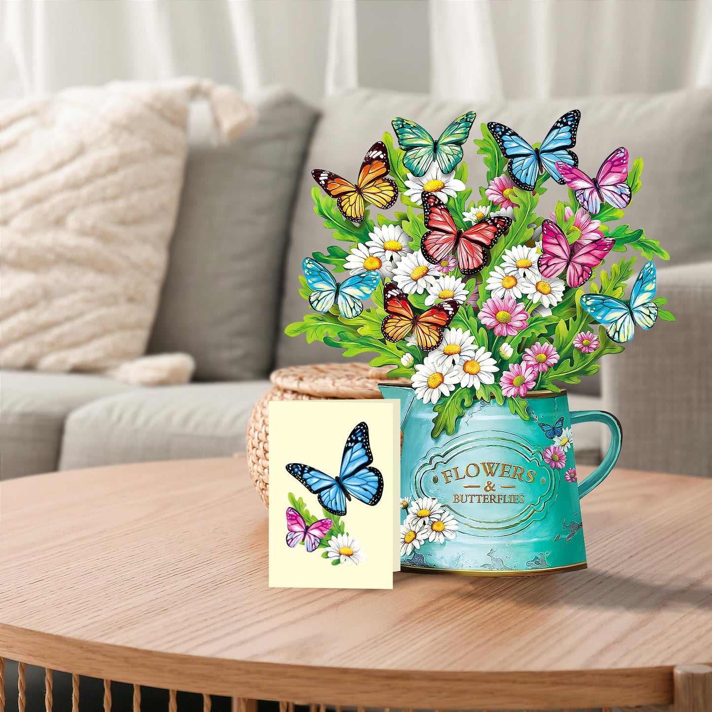Airpark Mothers Day Gifts Card, 3D Pop Up Paper Flowers Bouquet 12’‘ with Note & Envelope, Birthday, Get Well, Teacher Appreciation Gifts, Greeting Cards for Women Mom Girls Friends, Daisies and Butterflies