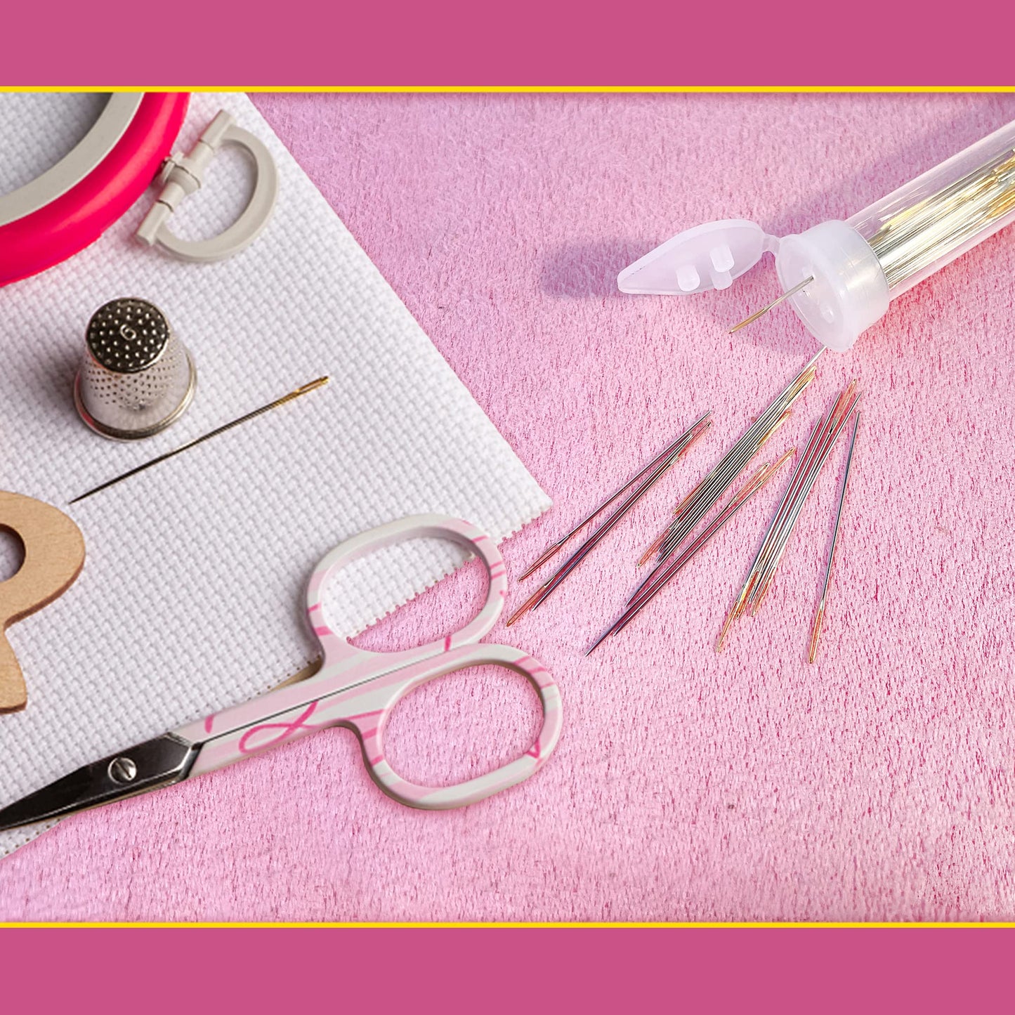 80pcs Cross Stitch Needles Golden Large Eye Embroidery Hand Sewing Needles with Threader Thread unpicker for Cross Stitching (Size 22 24 26 28)