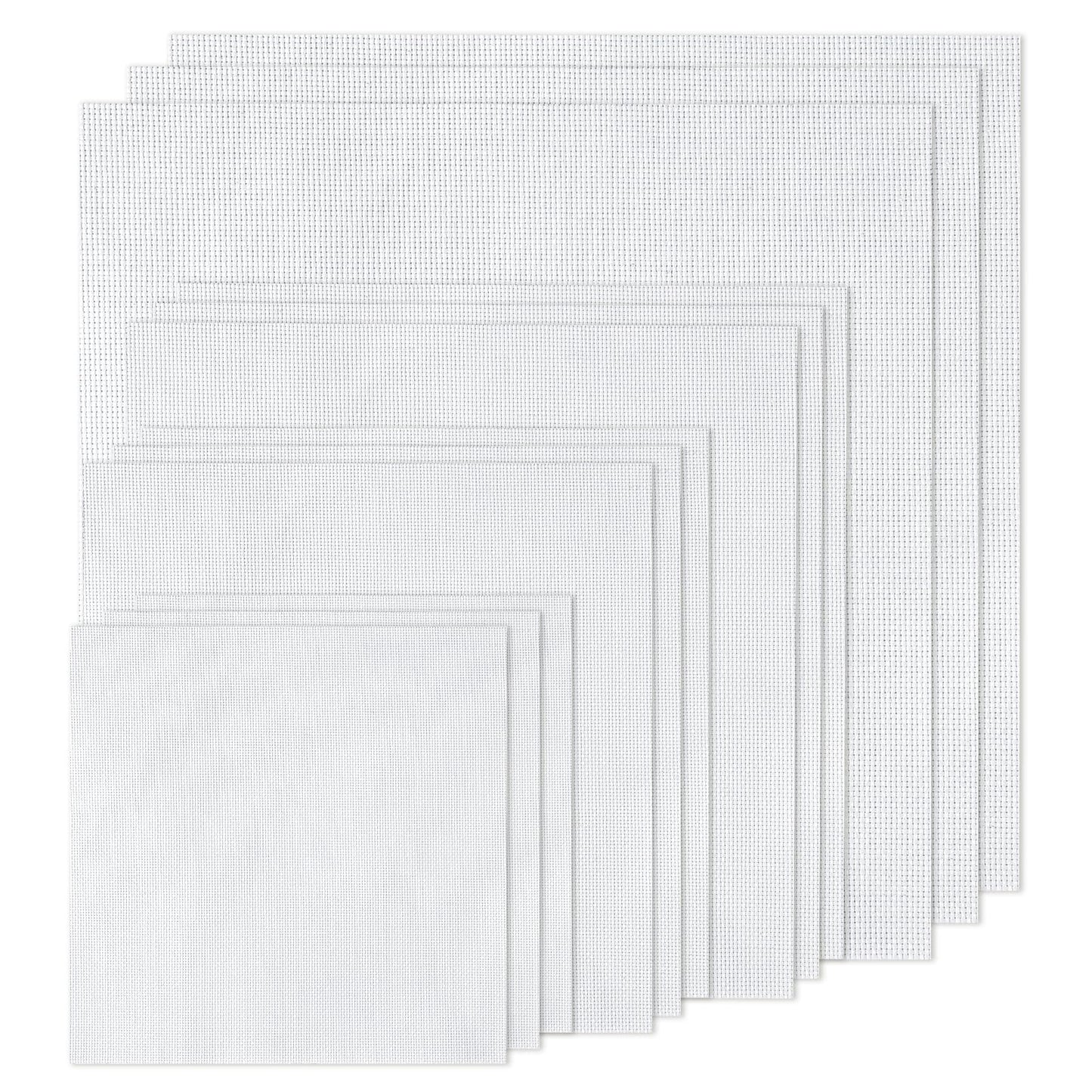 12 PCS Aida Cloth 14 Count, 4 Sizes White Cross Stitch Fabric for Craft Embroidery, Classic Reserve Aida Cloth for Embroidery Beginner, Needlework, Cross Stitch (5.9 to 11.8inch)