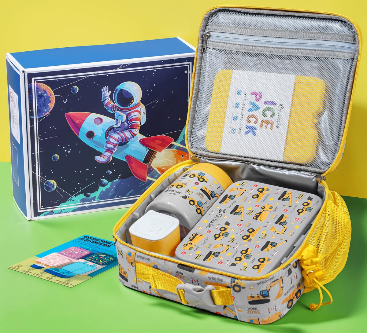 Fimibuke Bento Lunch Box for Kids Toddler Boys with 12OZ Insulated Food Jar