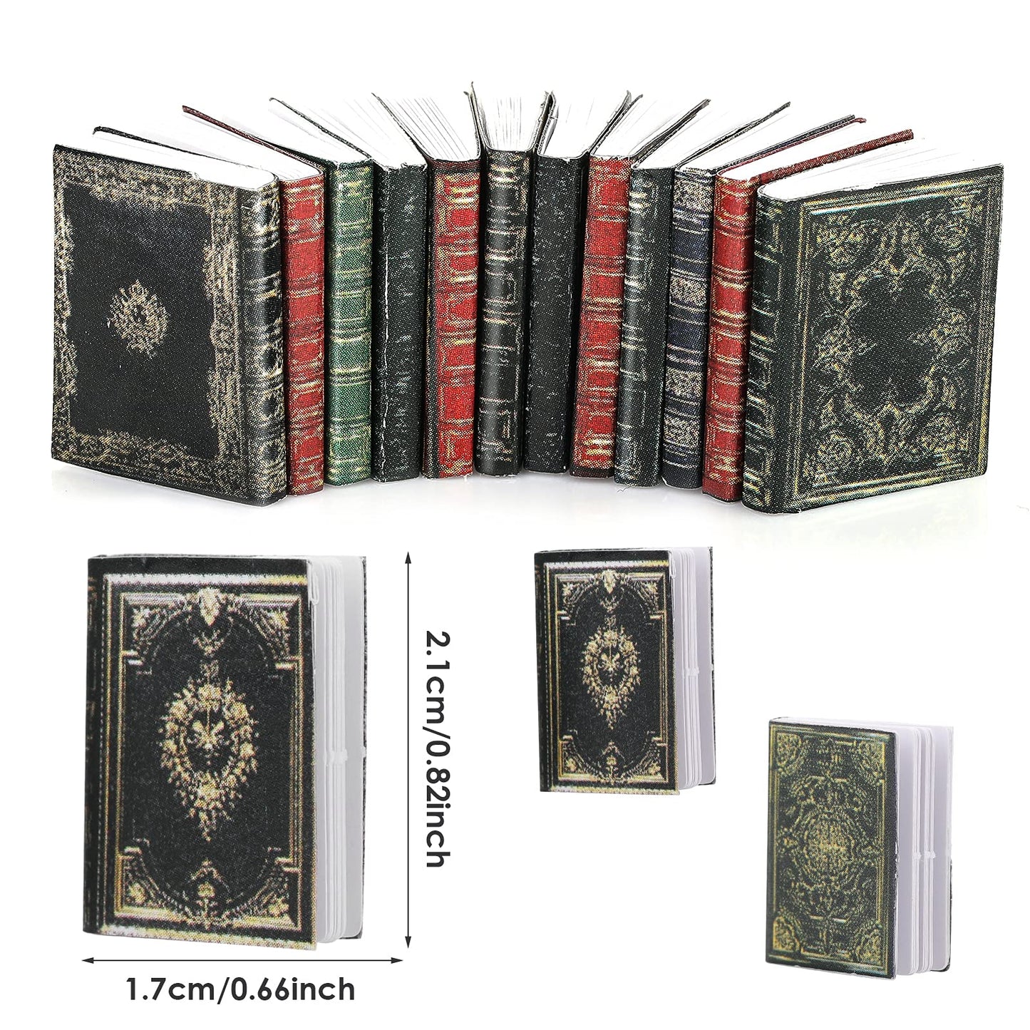 Molain Miniatures Dollhouse Books, 1:12 Scale Mini Books, Model Decoration for Dollhouse Accessories Boys and Girls Play Entertainment Supplies (12 Pcs)