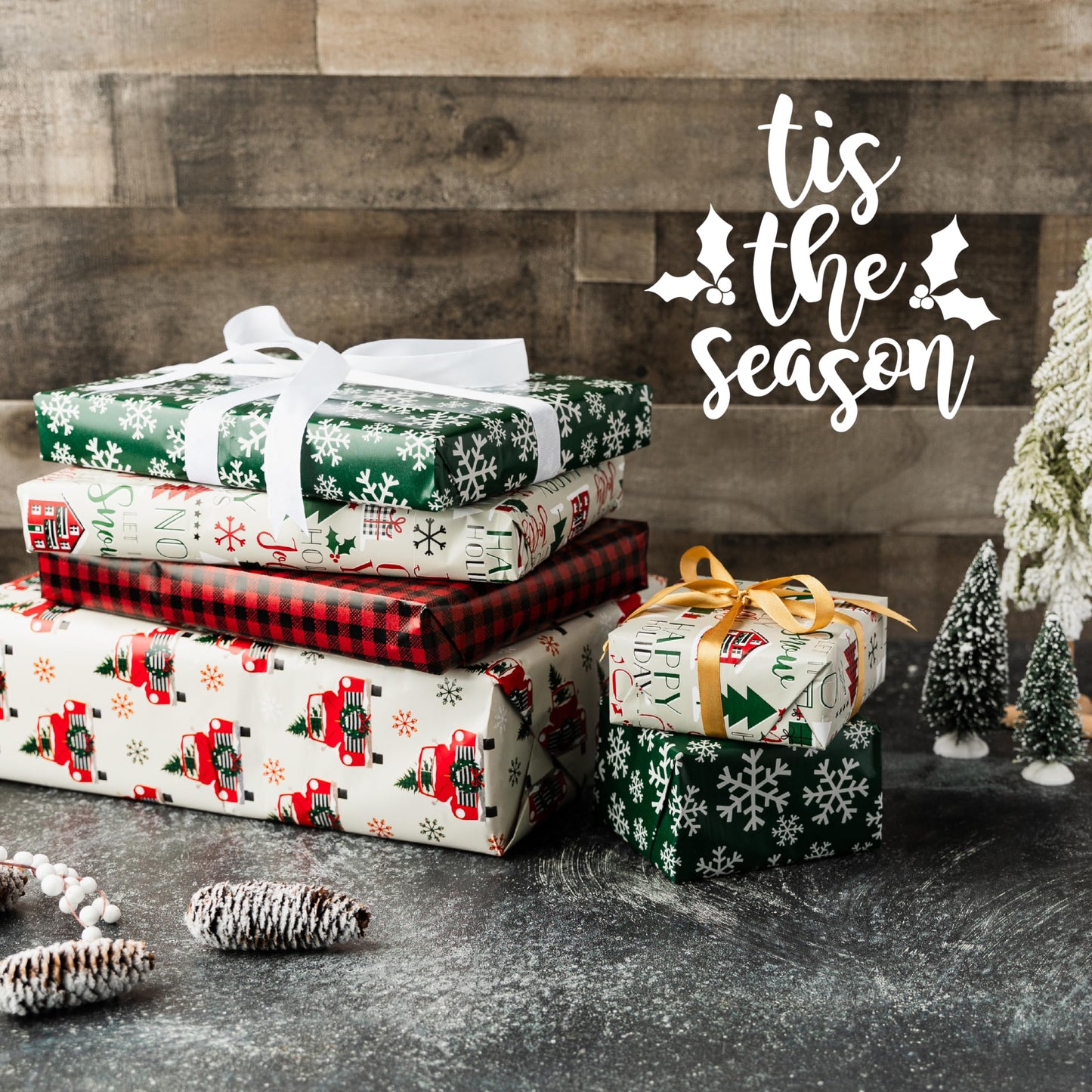 Christmas Wrapping Paper Sheets – 20 Precut (30"x20") Sheets – 4 Unique Holiday Gift Wrap Patterns