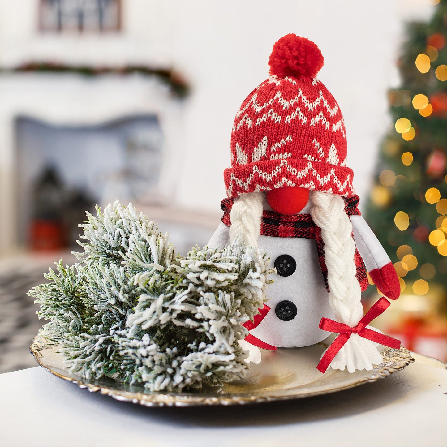 Christmas Snowman Gnomes Plush, 2 Pack Handmade Swedish Tomte Gnomes Scandinavian Figurine Nordic Gnome Plush Christmas Elf Doll Ornaments Christmas Gnomes Decorations Home Decor