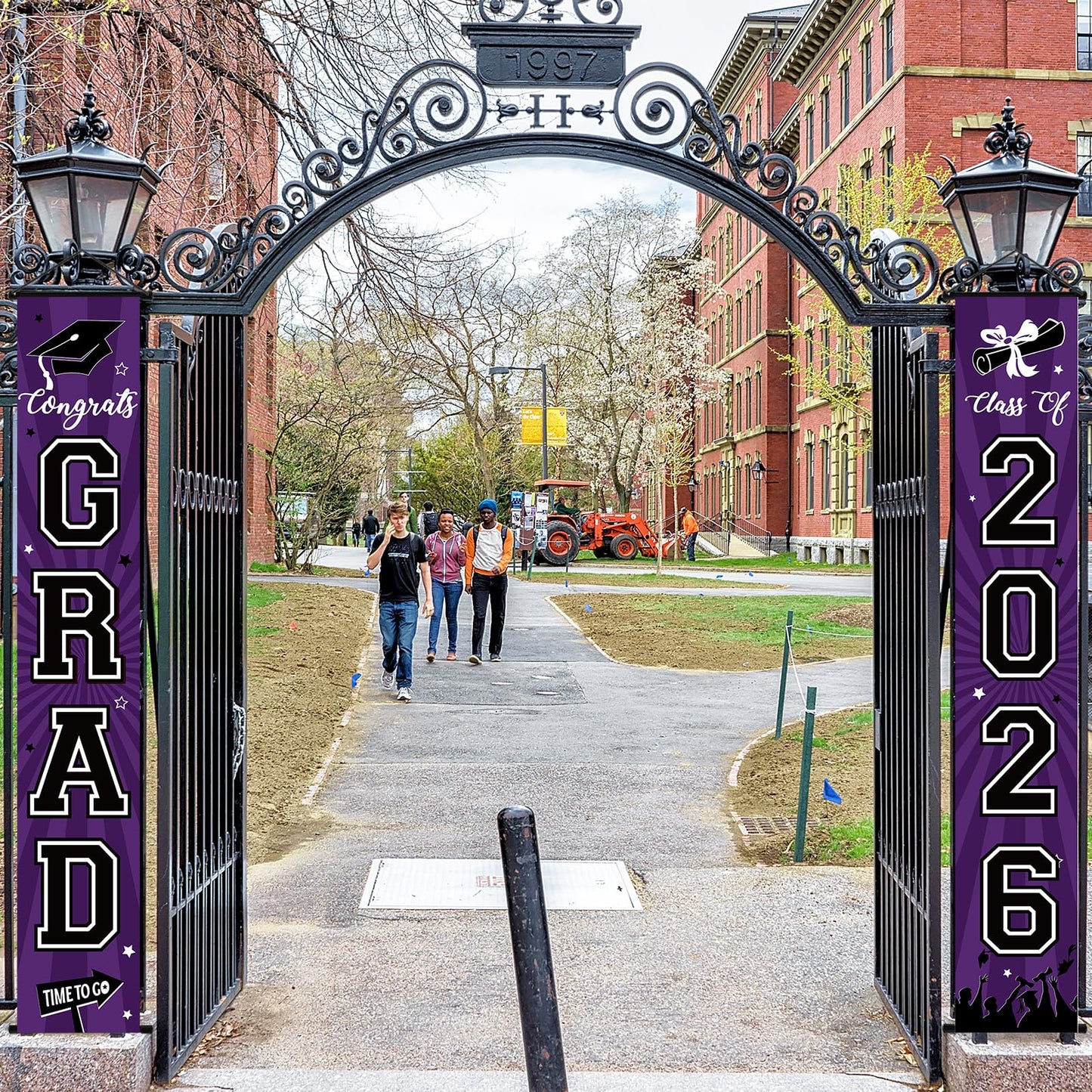 Graduation Banner 2026 Graduation Decorations Purple and Black Grad Banner Porch Sign Class of 2026 Door Decor Congrats Hanging Backdrop Purple Grad Party Decor for School Congratulations Supplies