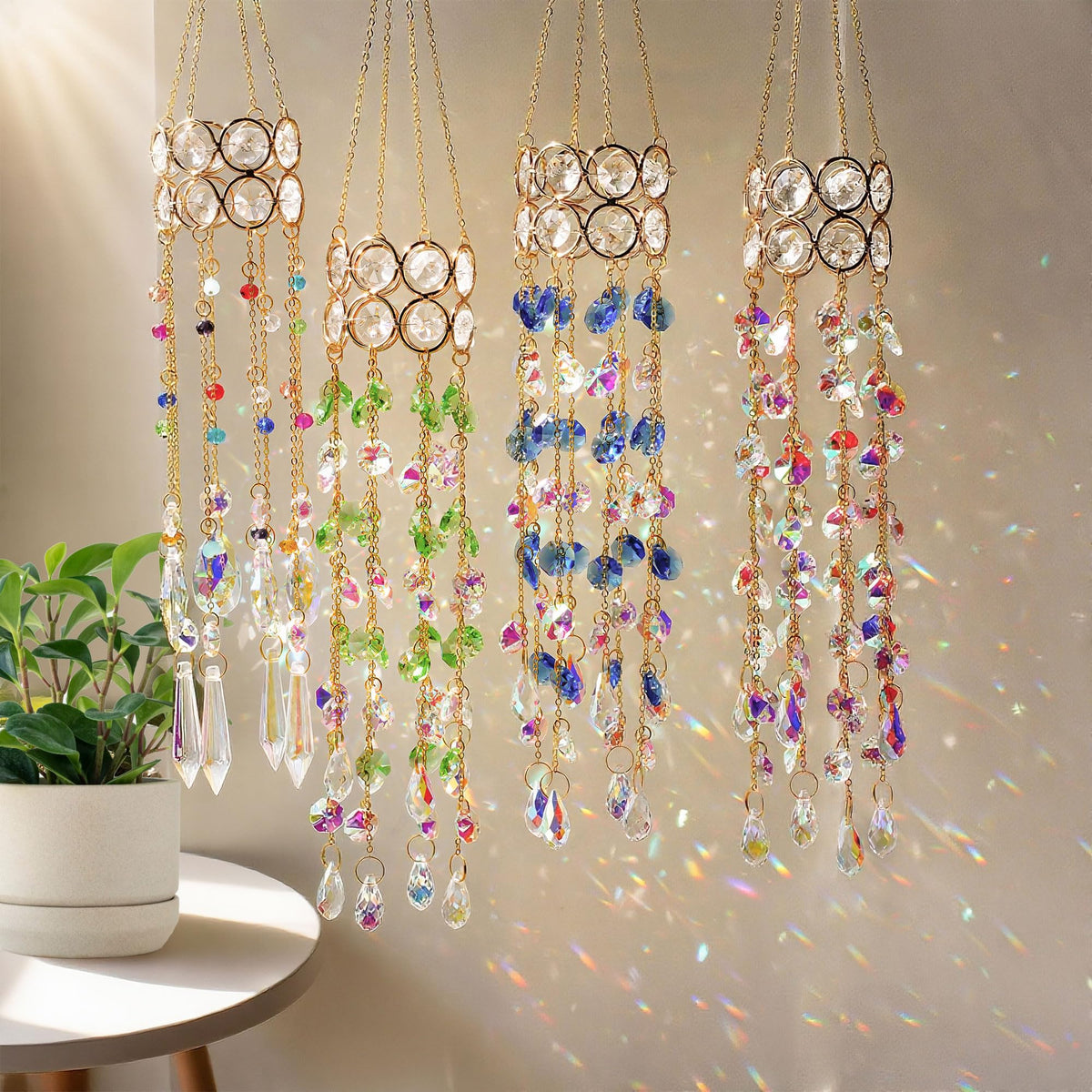 2 Pack Crystal Suncatchers for Window Hanging Rainbow Makers,17inch