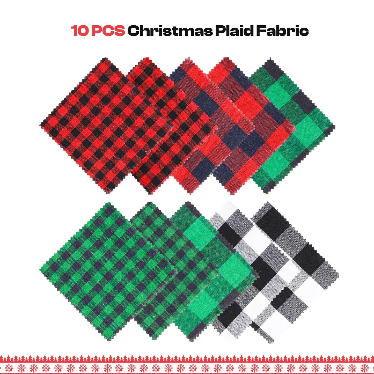 111 Pieces Christmas Ornament Making Kit Including 3 Inch Embroidery Hoops, 5 Inch Squares Plaid Fabric and Pink Mini Heat Press for DIY Christmas Decoration