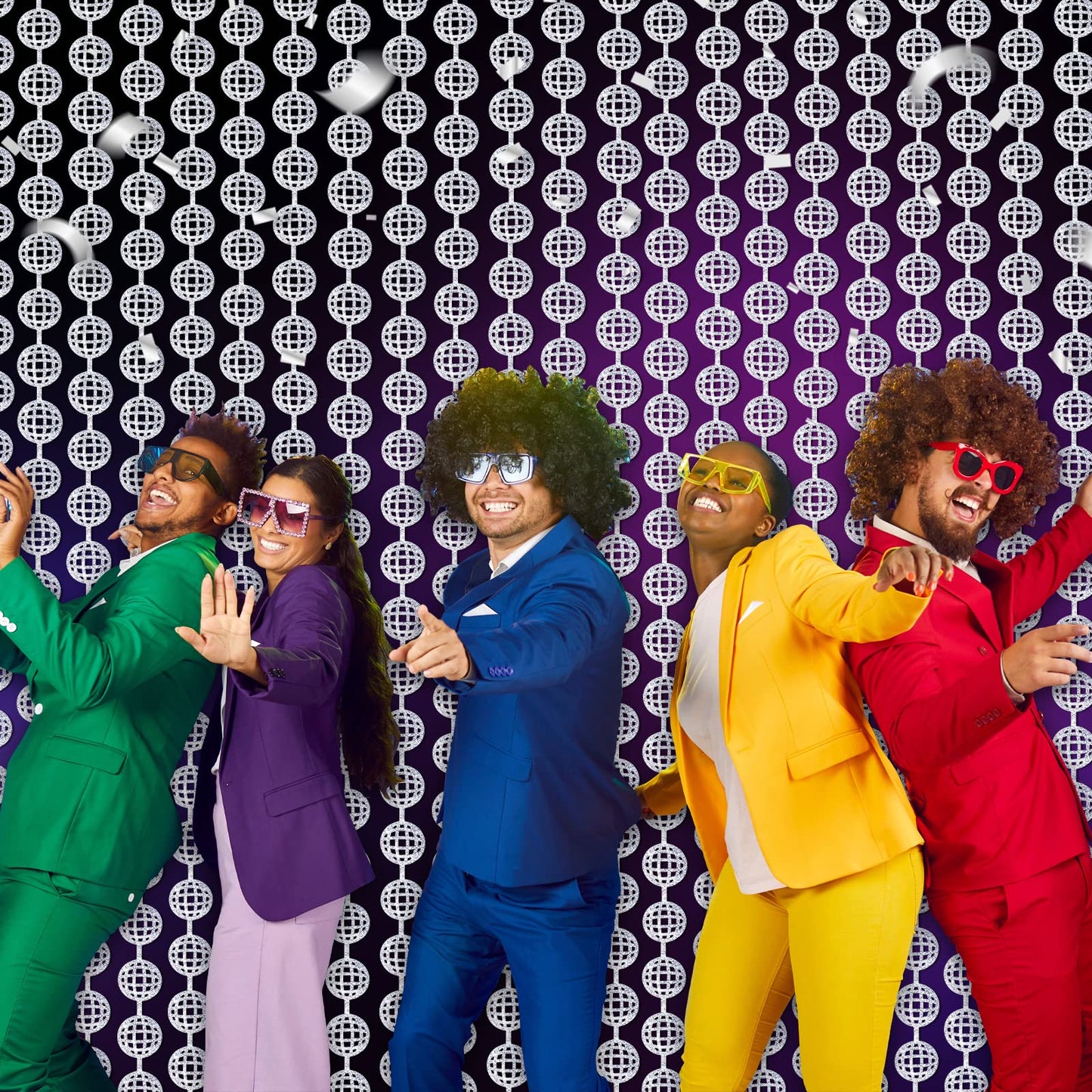 MENSTARSI Disco Party Decorations, 2 Pack Disco Ball Photo Booth Props,3.3x6.6 ft Silver Foil Fringe Curtains Photo Backdrop for The 70s & 80s Last Disco Bachelorette, Decades, Taylor Party Decor