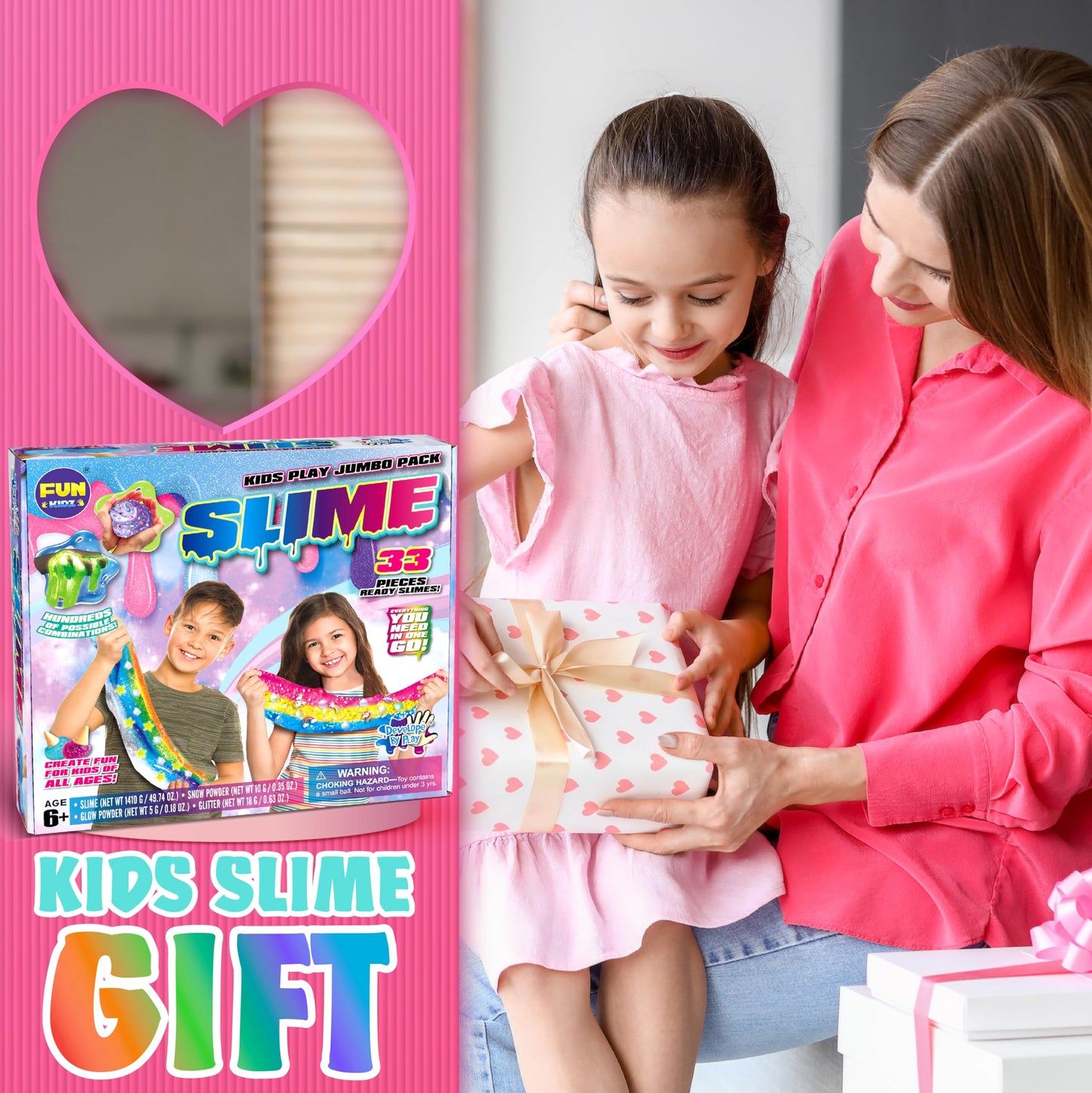 33 Cups Jumbo Slime Kit for Kids, FunKidz Premade Ultimate Slime Pack to DIY Soft, Cloud, Clear, Butter, Glitter, Glow in Dark Slime Making Kit Party Favors Gift Toys for Girls and Boys