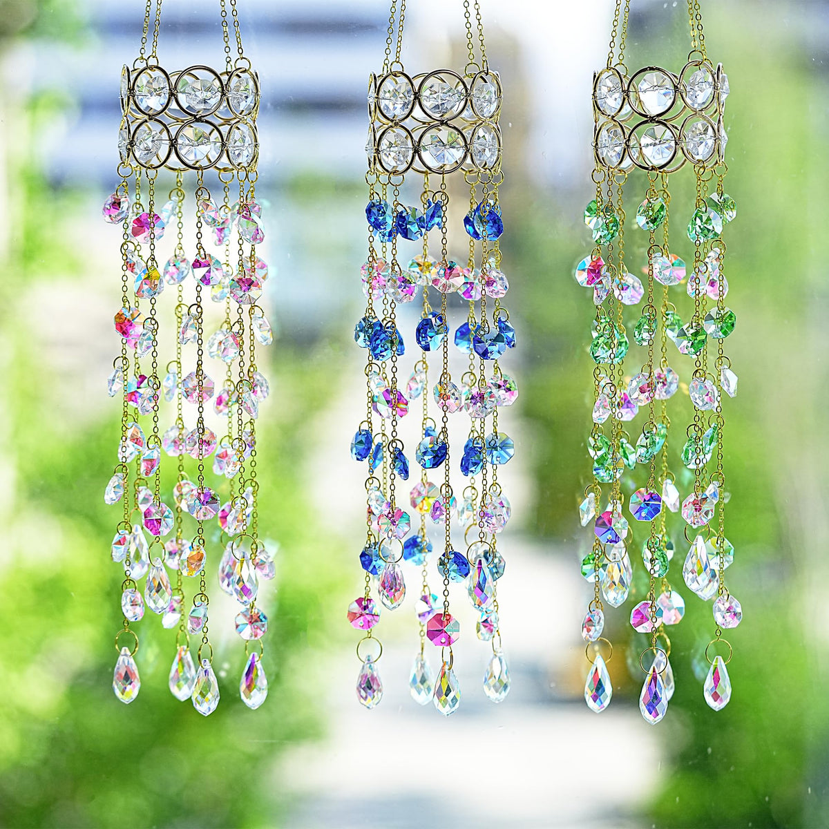 2 Pack Crystal Suncatchers for Window Hanging Rainbow Makers,17inch