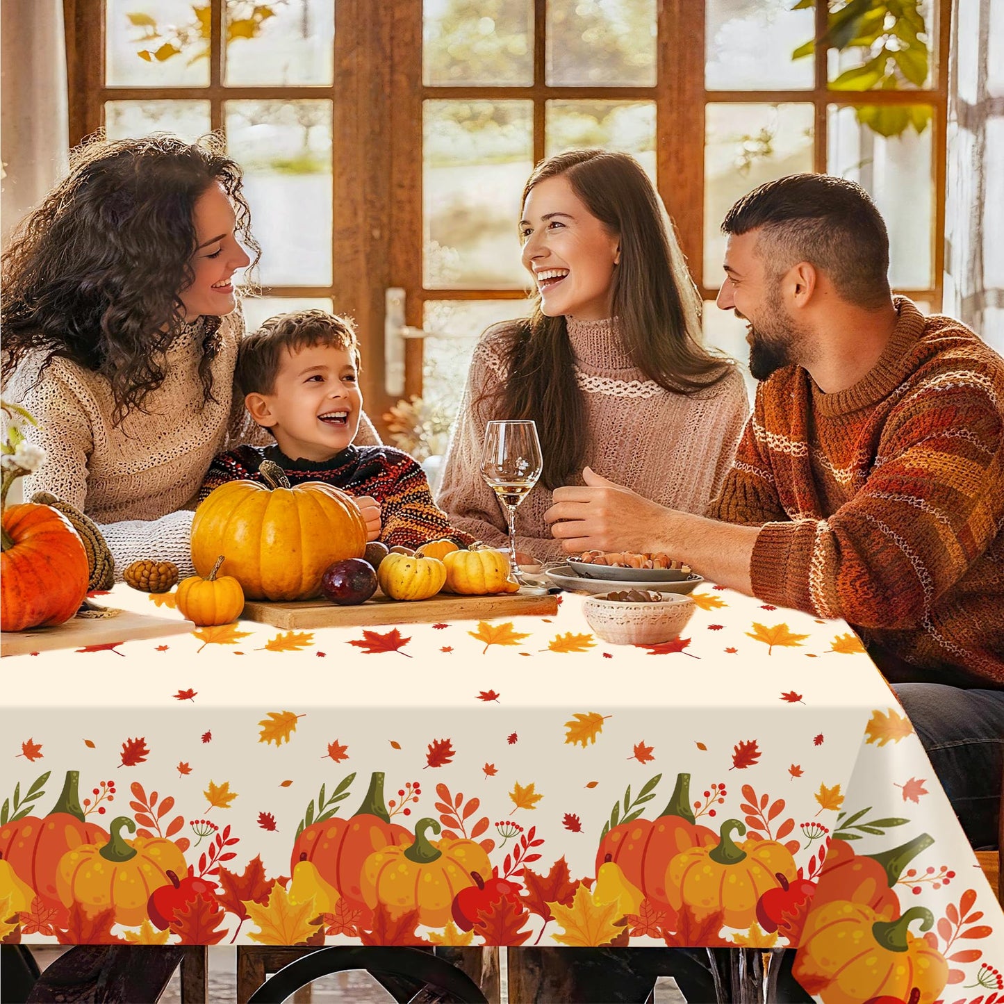 3 Pack Thanksgiving Disposable Tablecloths,54 x 108 Inch Thanksgiving Decorations,Give Thanks Table Cloth for Rectangular,Pumpkin Maple Tablecloths for Home,Party,Outdoor Picnic,Fall Theme,Baby Shower