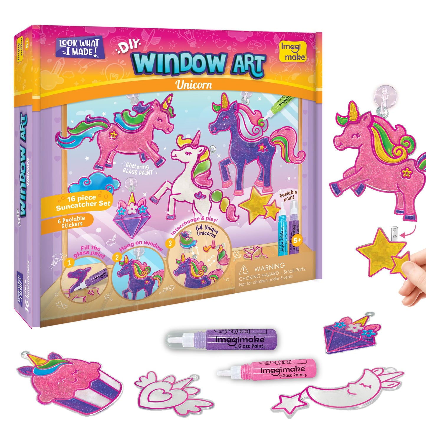 Imagimake Window Art Unicorn | Stained Glass Kit | Unicorn Girls Toys Age 6-8 | 6 Year Old Girl Birthday Gift | Art and Crafts for Girls 8-12 | DIY Suncatcher Kit for 5,6,7,8,9,10,11,12 Year Old Kids