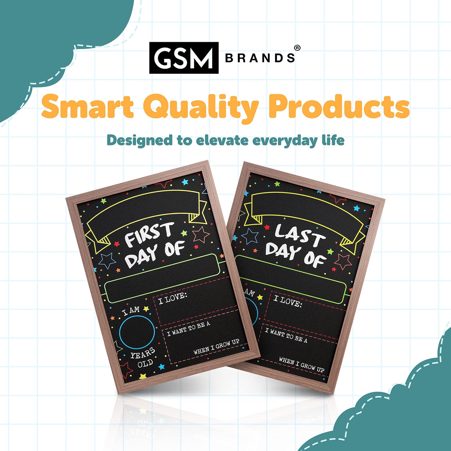 First Day Last Day of School Chalkboard Double Sided Sign with Frame - 14" x 10"