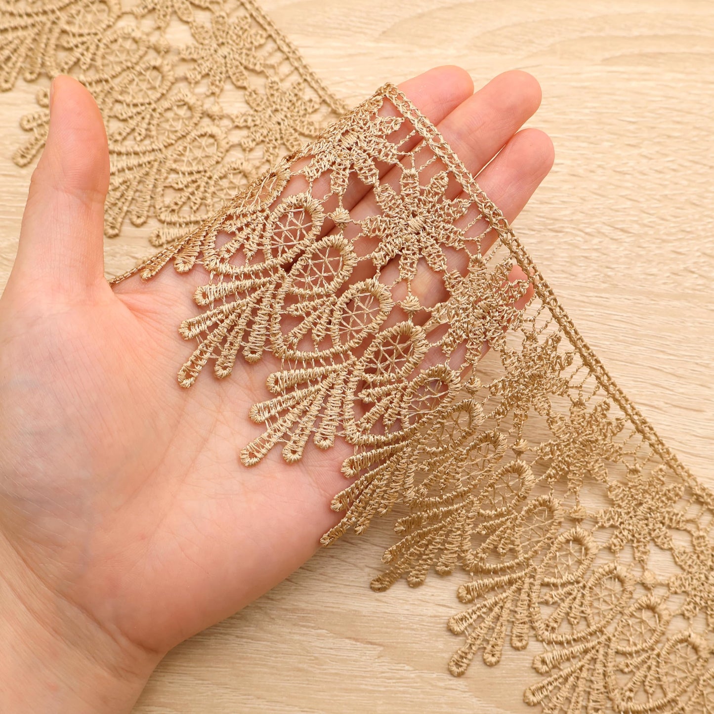 Golden Lace Trim 5 Yards Wide Venise Lace Ribbon Embroidered Edge Trim for Sewing Crafts Pillow Case