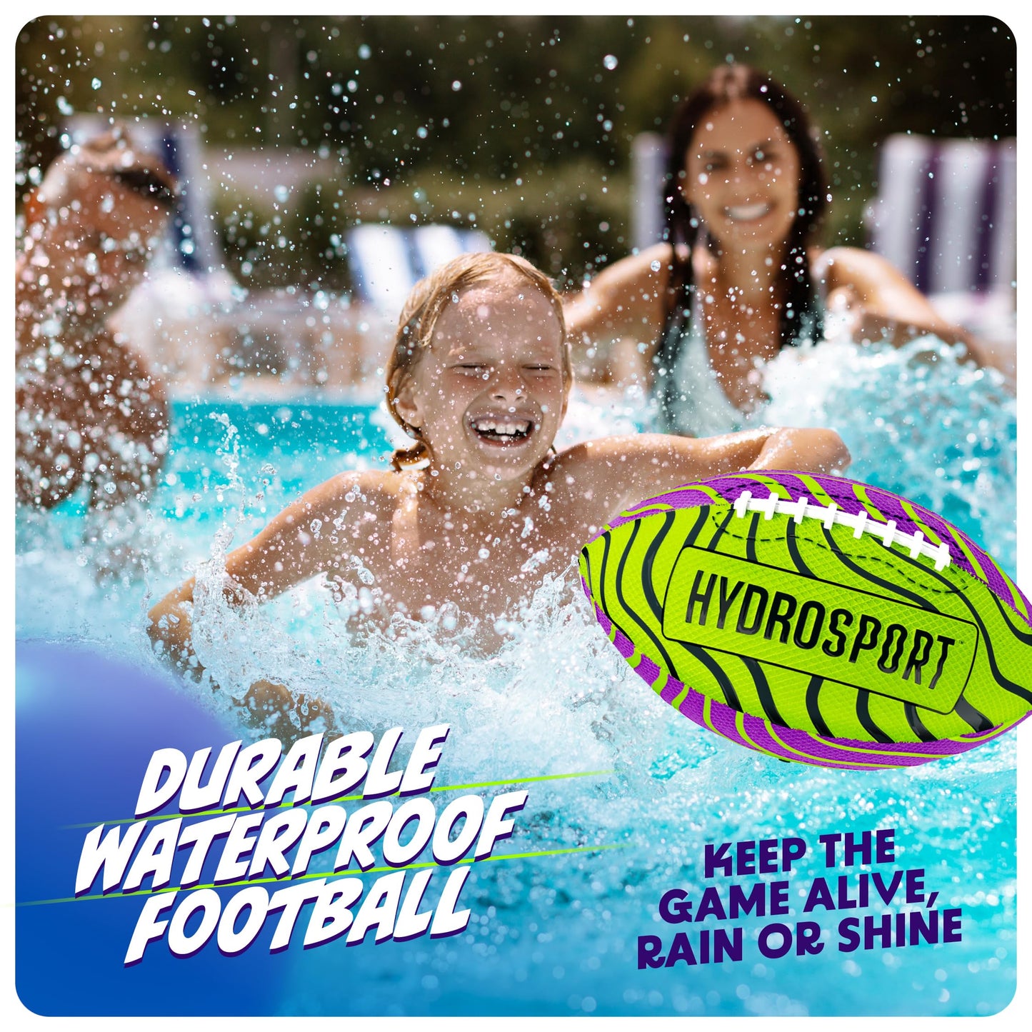 HydroSport Water Football for Pool, Beach, Lake - Waterproof Pool Toys for Kids Ages 8-12 - Teen Boys Gift - Swimming Balls Sports - Family, Teens Boys & Adults Fun - Outdoor Accessories