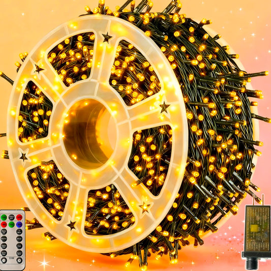 1000 LED Outdoor Christmas Lights, 328FT String Lights, Warm White
