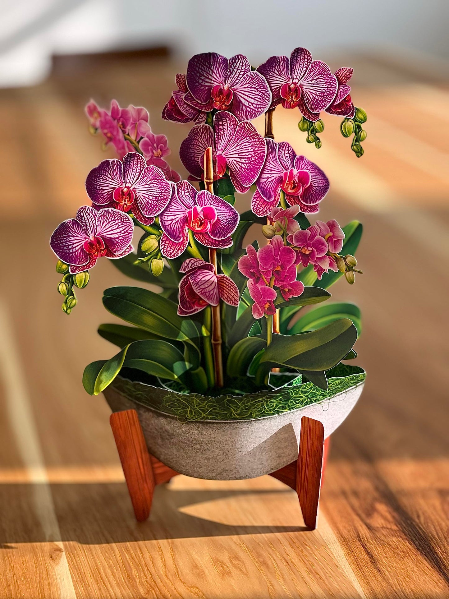 Freshcut Paper Pop Up Cards, Orchid Oasis, 12 Inch Life Sized Forever Flower Bouquet 3D Popup Greeting Card, Anniversary Card, Mother's Day, Blank Notecard & Envelope