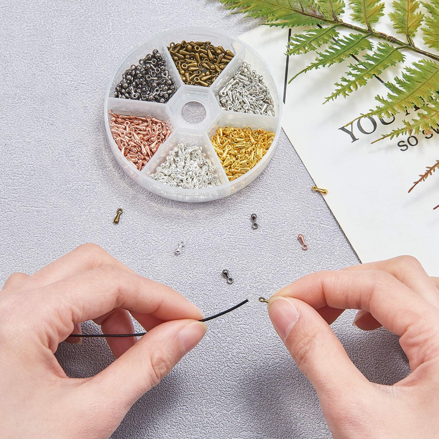 Kitbeads 600pcs Alloy Extender Chain Terminator Charm Tear Drop Dangle End Beads End Piece for DIY Jewelry Findings Necklace Making(6 Colors)