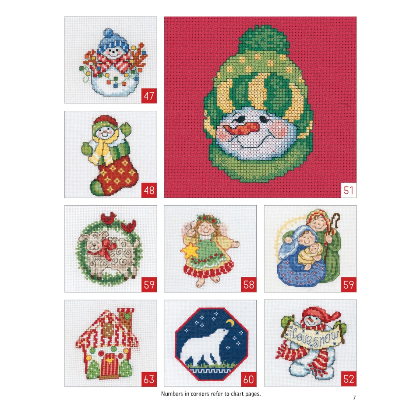 Cross Stitch Holiday Ornaments Galor Cross Stitch Book- Pattern Kits from Snowmen to Elves to Woodland Creatures, 98 Christmas Ornaments Design.