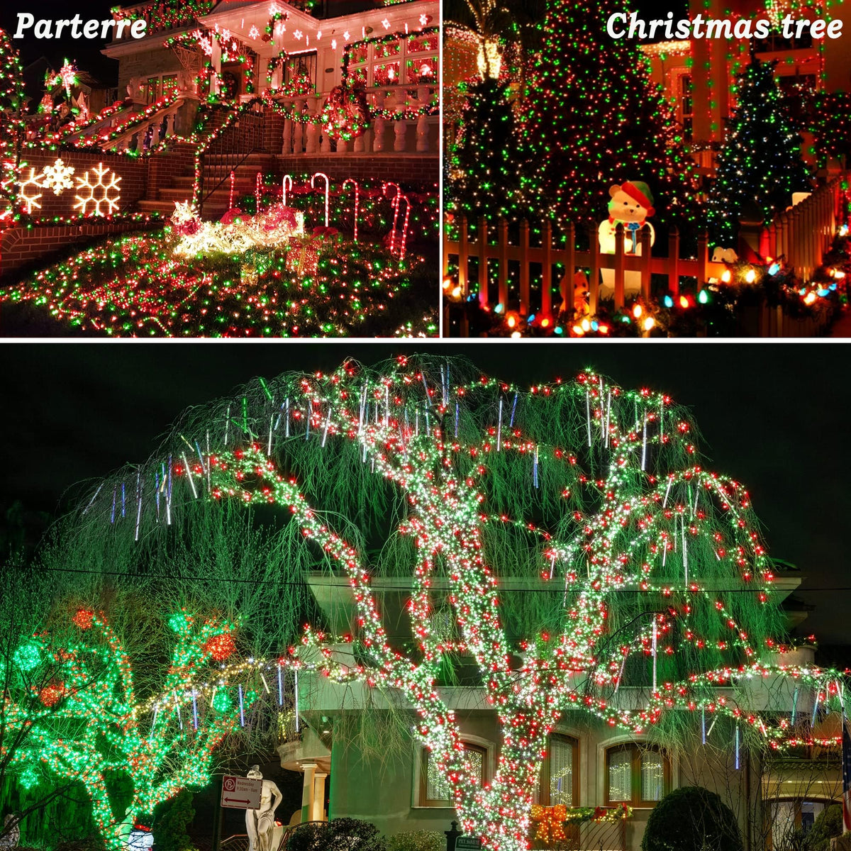 Outdoor Christmas Lights 500 LED 197ft String Lights 8 Modes & Memory Fairy Light Plug in Waterproof LED String Lights for Xmas Yard Tree Wedding Decoration (Red and Green)