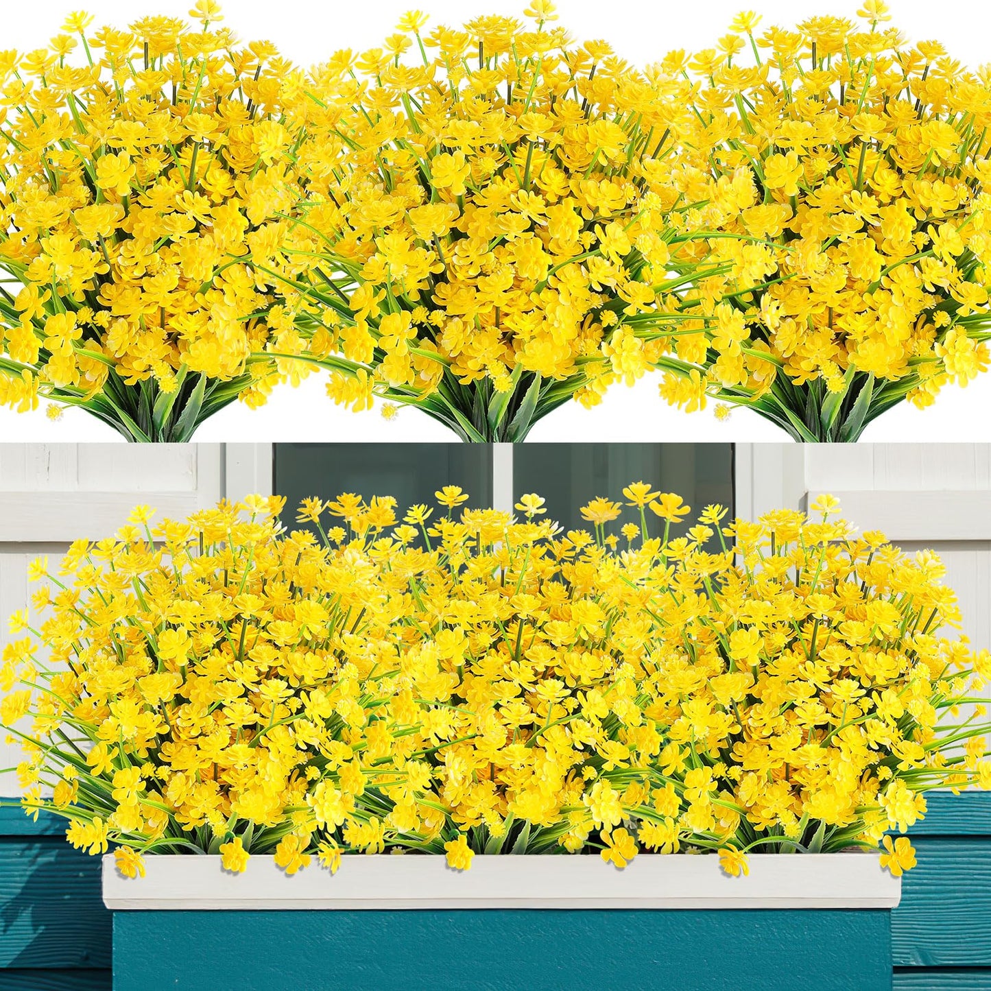 AGIRL 24 Bundles Artificial Flowers for Outdoor,UV Resistant No Fade Fake Plastic Flowers Faux Plants for Hanging Planters Decoration Indoor Outside Garden Porch Window Box Home Wedding Farmhouse