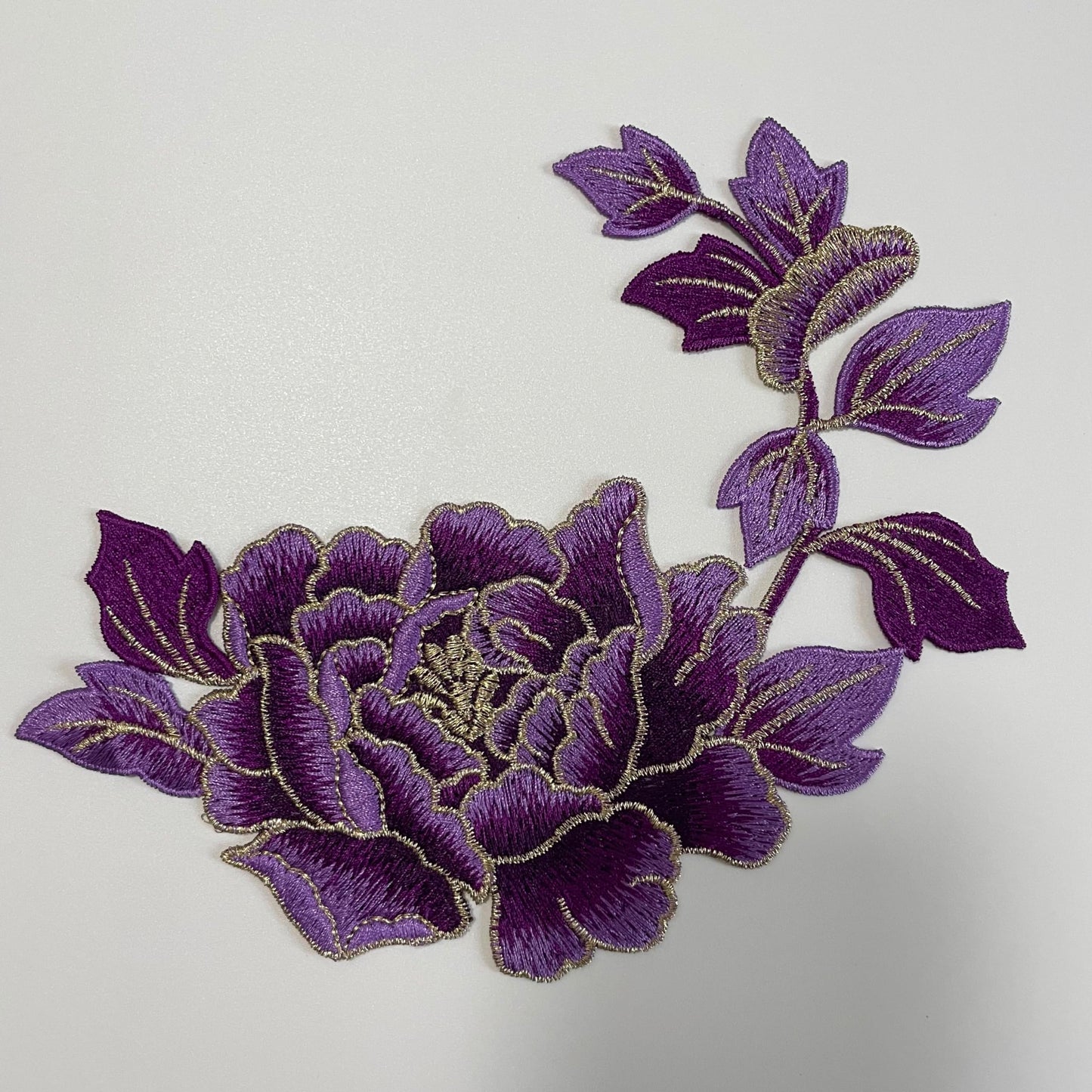 One Pair Beautiful Peony Flower Patches, Elegant Peony Blossom Embroidered Applique for Clothes Backpacks T-Shirt Jeans Skirt Vests Scarf Hat Bag (One Pair Purple Peony)