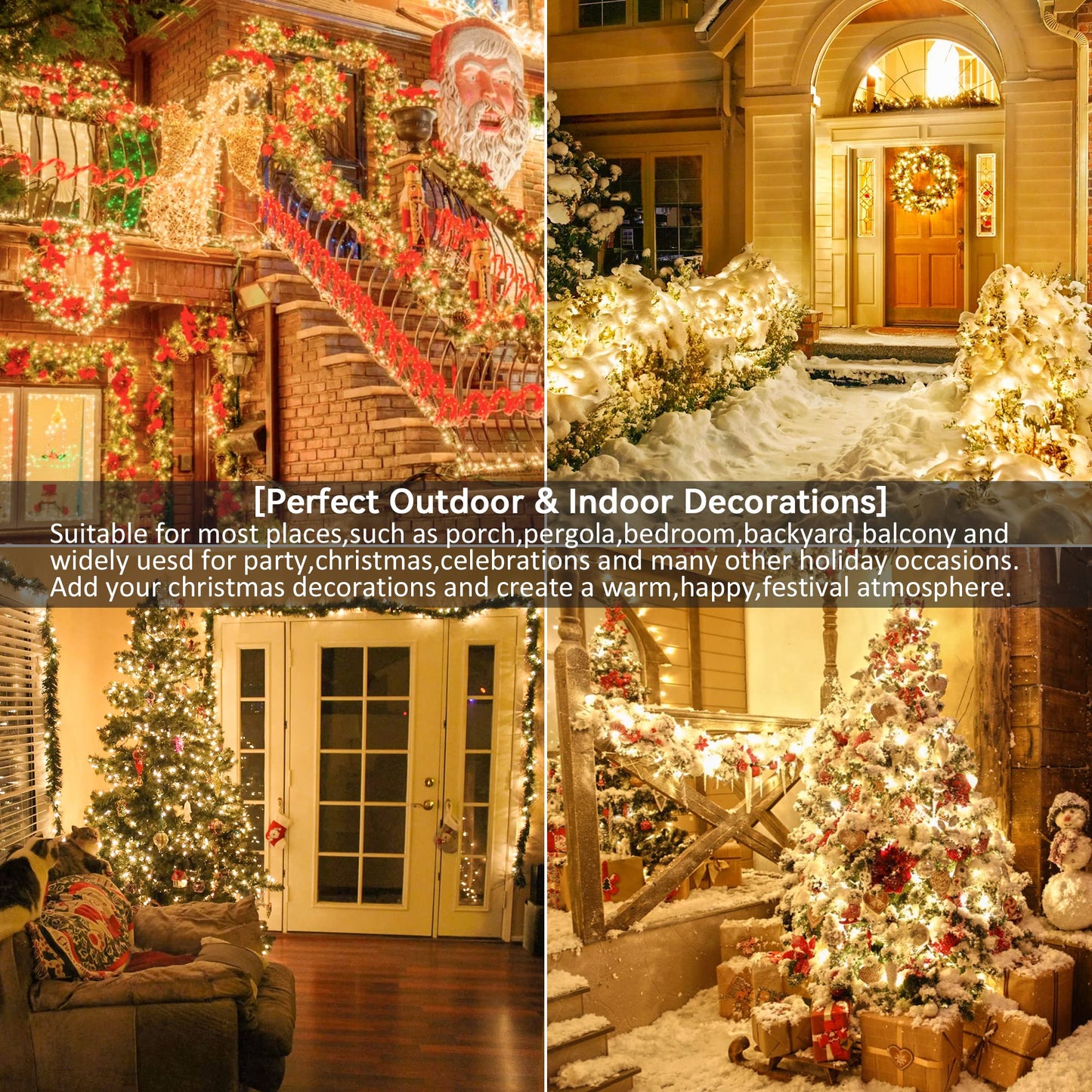 Hopolon 2PACK 50-Count Set Clear Christmas Lights with White Wire,Incandescent Bulb Mini String Lights for Holiday,Christmas Tree,Party, Wedding, Xmas, Home,Indoor & Outdoor Decorations(Warm White)