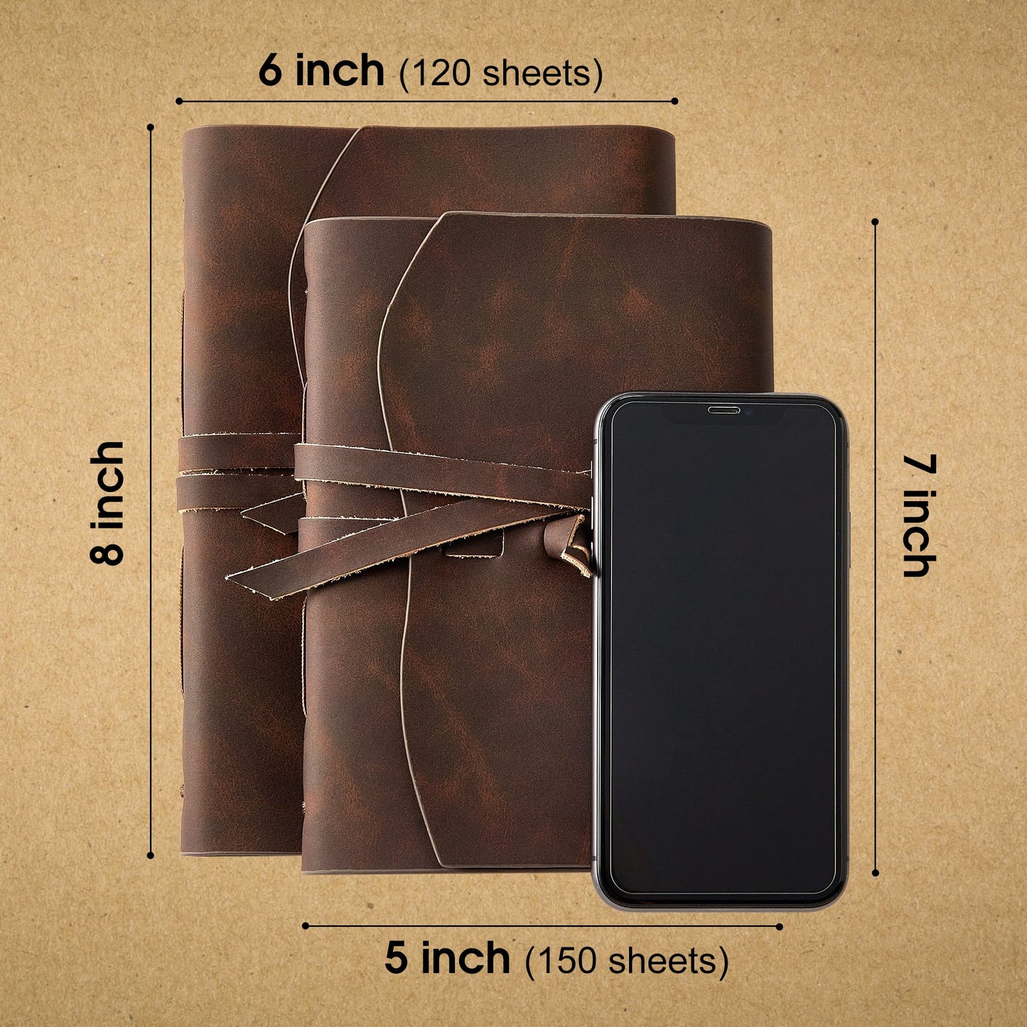 RILIHO Leather Journal Notebook - Genuine Leather Journals for Writing 5x7.1 Inches, Vintage Journal for Women and Men, Artist,Travel Journal,Brown