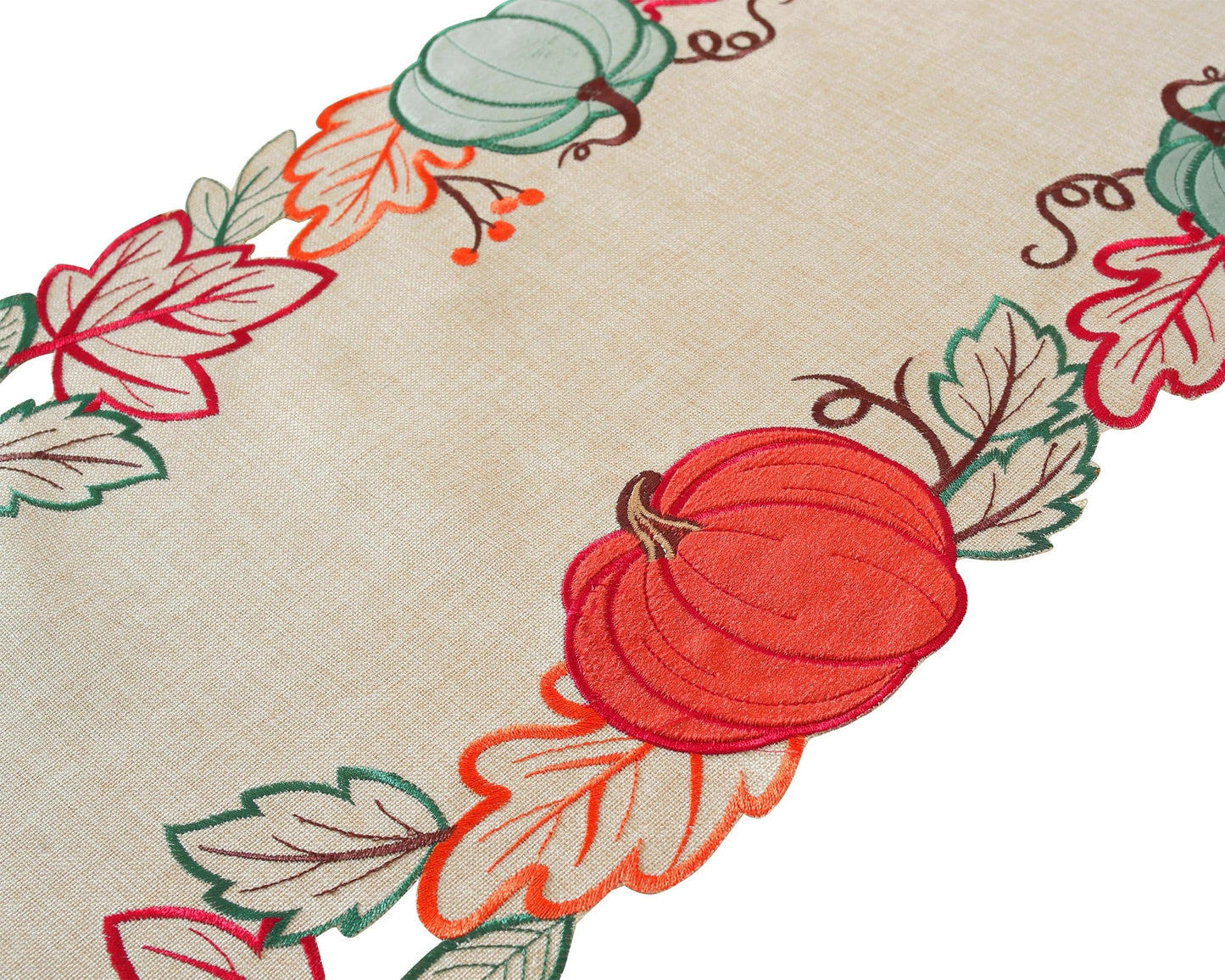 Thanksgiving Decorations Fall Table Runner with Embroidered Velvet Pumpkins Maple Leaf. Table Decor for Home Kitchen Dining Seasonal Harvest Party 36 Inches