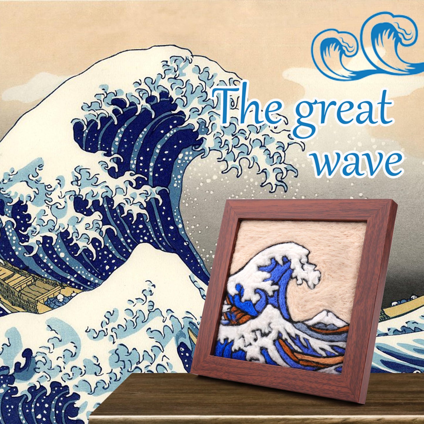 Needle Felting Kit for Beginners - Wool Felt Painting Gifts for Girls Kids Adults, The Great Wave…