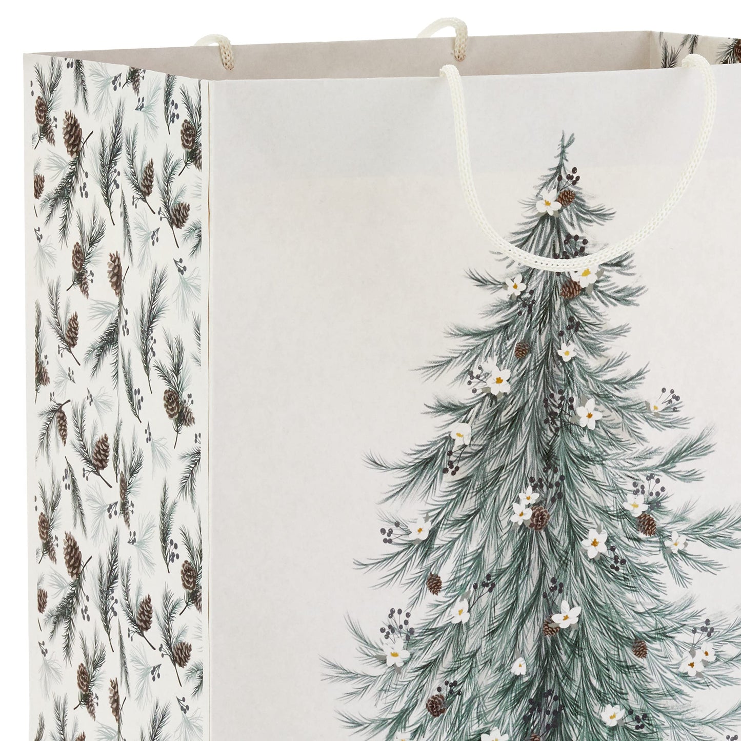 Christmas Gift Bag Assortment (8 Bags: 3 Small 6", 3 Medium 9", 2 Large 13") White and Sage Green with Rustic Snowman, Plaid, Evergreen Tree for Christmas, Winter Weddings, Birthdays