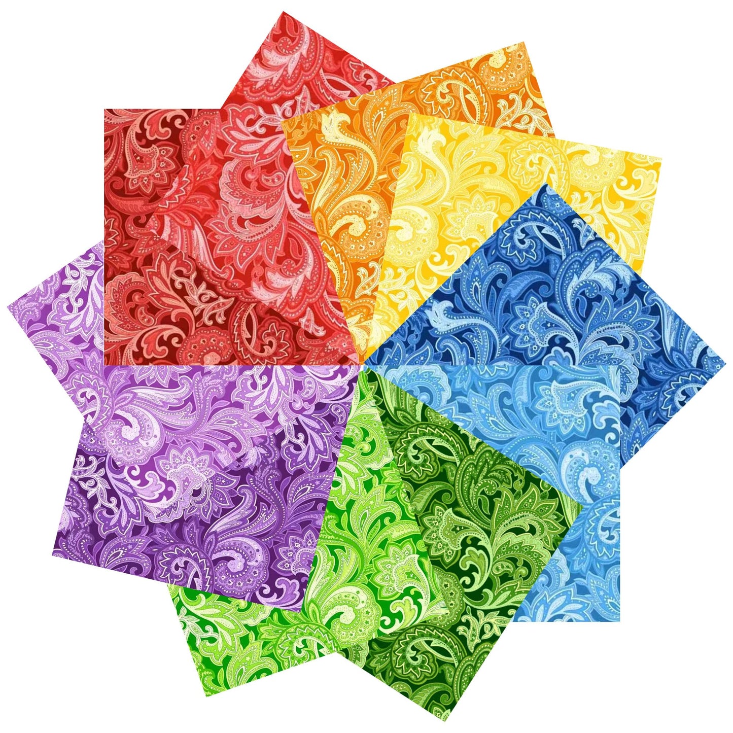 4"x 4" 200 PCS 100% Cotton Floral Fabric Squares Bundles Quilting Supplies for Sewing DIY & Quilt Beginners— Paisley