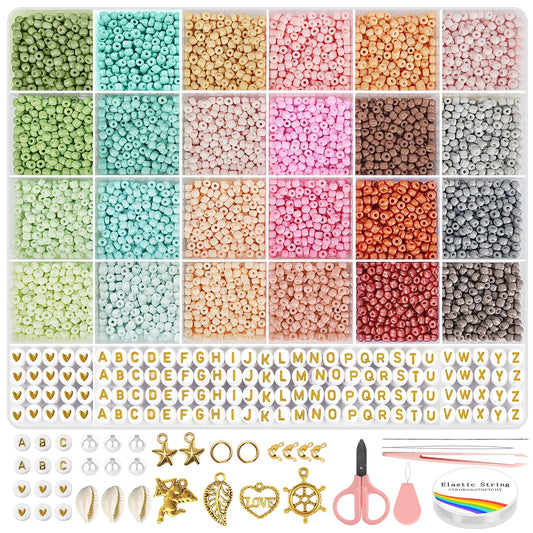 8500pcs 3mm Glass Seed Beads for Bracelet Making Kit, 24 Colors Small Beads for Friendship Bracelet Kits,Seed Bead Kit for Jewelry Making, Small Beads Kit for Girl Craft Gifts