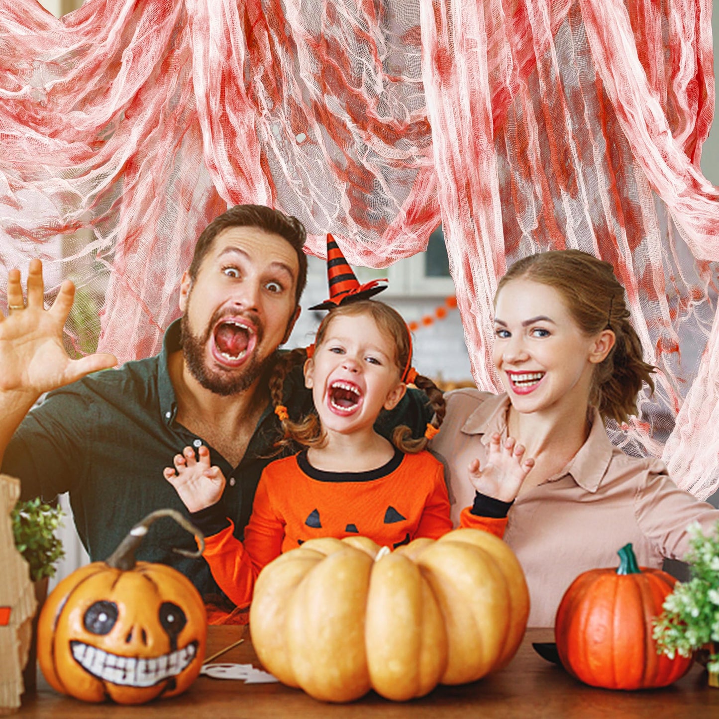 Watayo 315 x 85 Inch Halloween Creepy Blood Cloth - Scary Spooky Cloth with Bloody Prints - Windows Doorways Cover Gauze for Halloween Party Haunted House Decorations