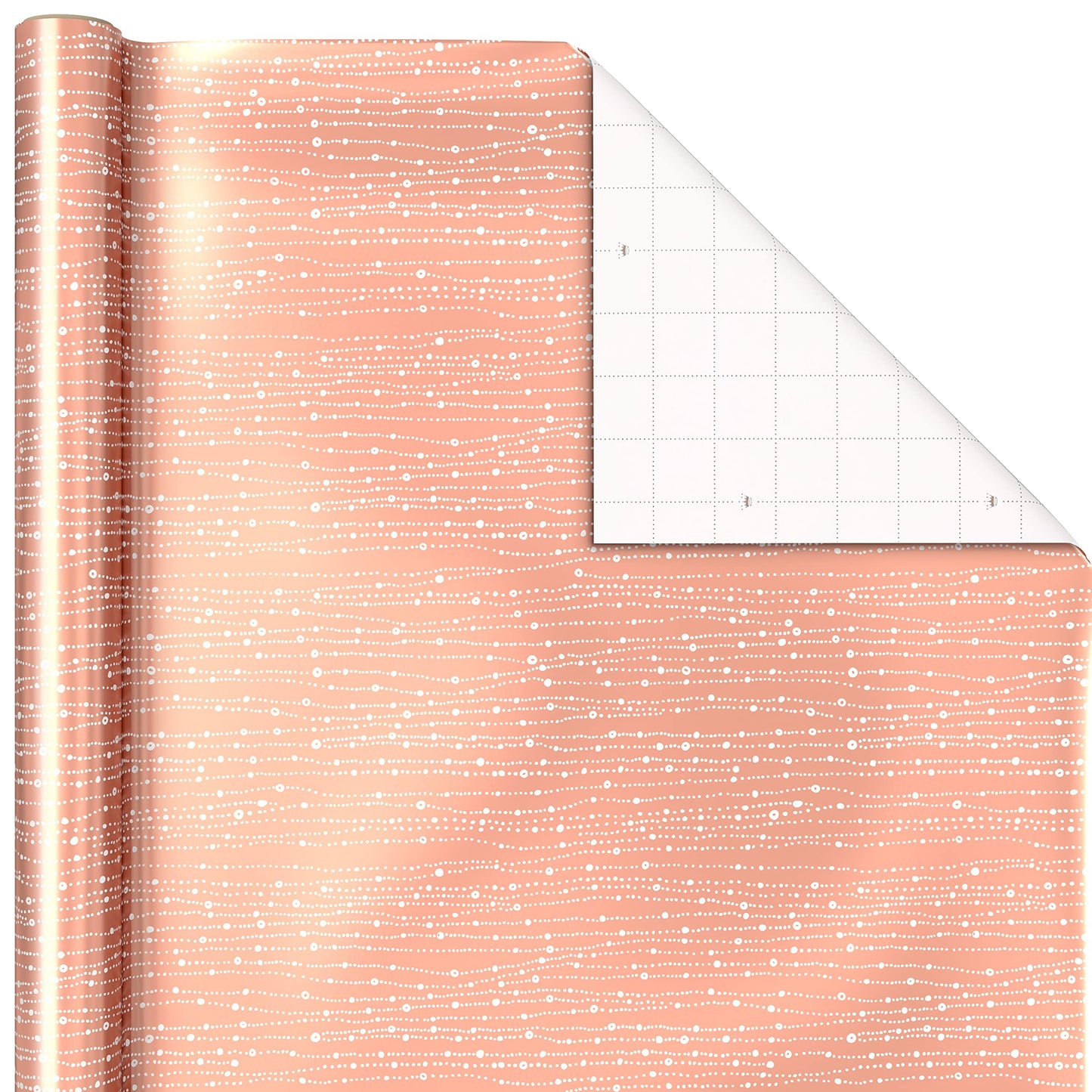 Foil Wrapping Paper with Cut Lines on Reverse (3 Rolls: 60 Sq. Ft. Ttl) Rose Gold, Silver Trees, Gold Snowflakes for Winter Weddings, Graduations, Valentine's Day