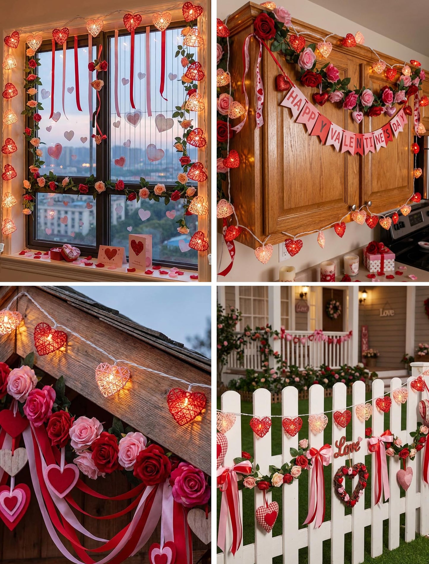 Red and Pink Heart Shape String Lights, 8.5Ft Valentine's Day String Lights with 10 LED Heart Lights, Plug in Hanging Valentines Window Fairy Lights for Indoor Outdoor Wedding Party Valentine Decor