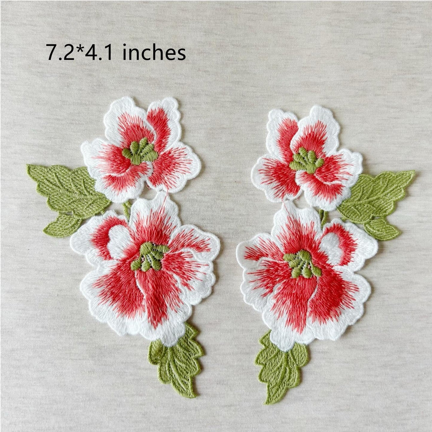 1 Pair Red Peony Sew on Patch, Flower Patches for DIY Clothing, Jeans,Sewing Crafts