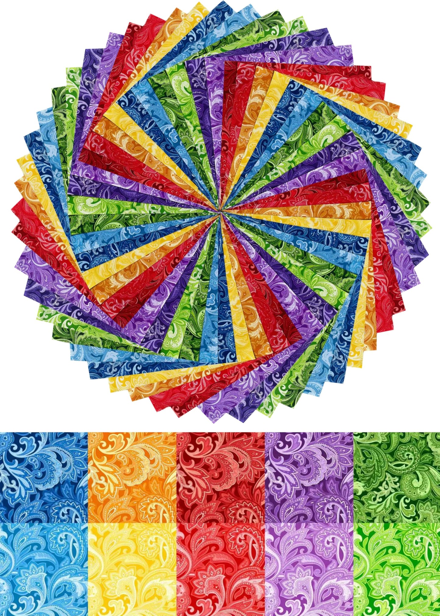 4"x 4" 200 PCS 100% Cotton Floral Fabric Squares Bundles Quilting Supplies for Sewing DIY & Quilt Beginners— Paisley