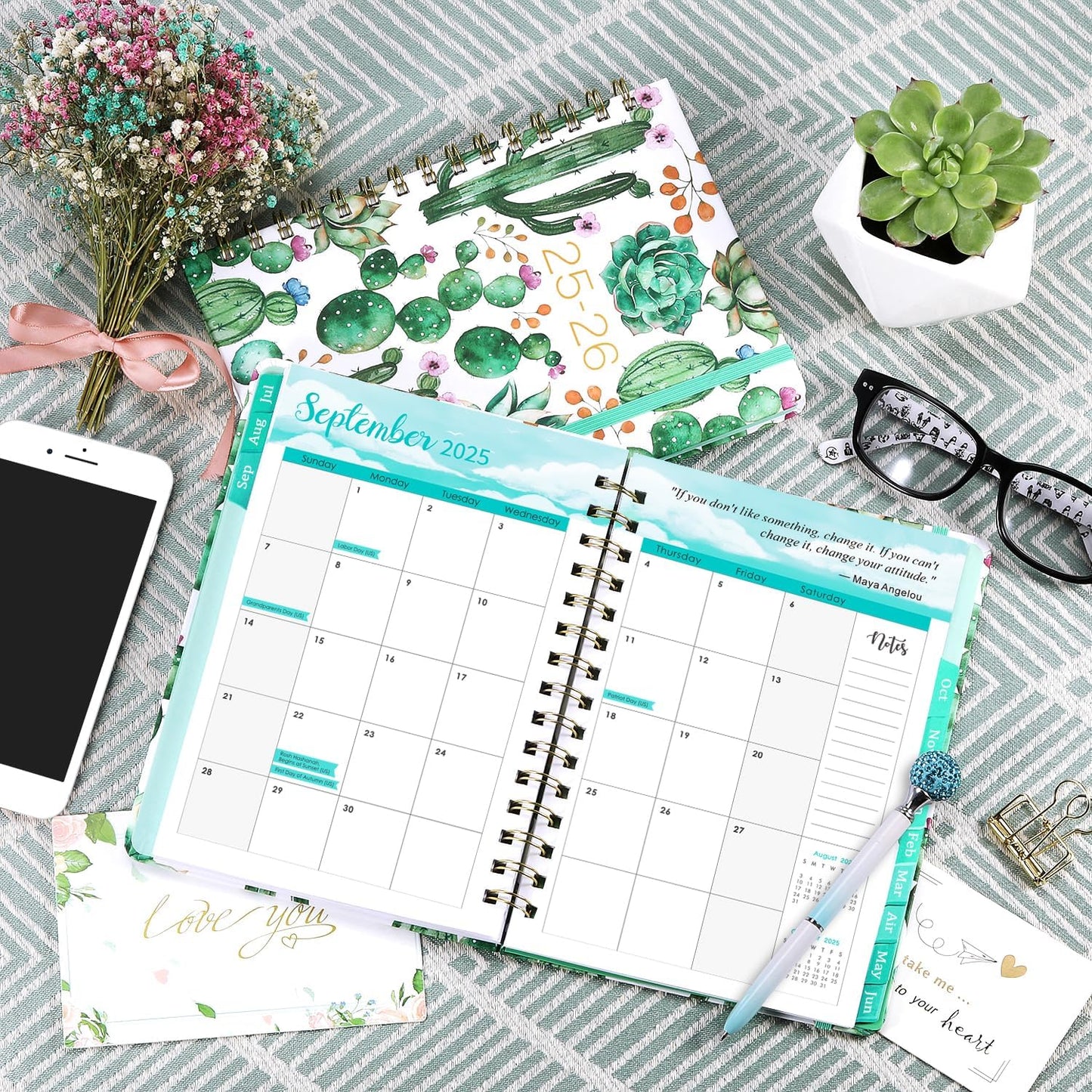 2025-2026 Planner - Planner 2025-2026, Jul 2025 - Jun 2026, 8.5" x 6.4", Planners with Hardcover, Twin - Wire Binding, Monthly Tabs, Elastic Closure, Daily Organizer