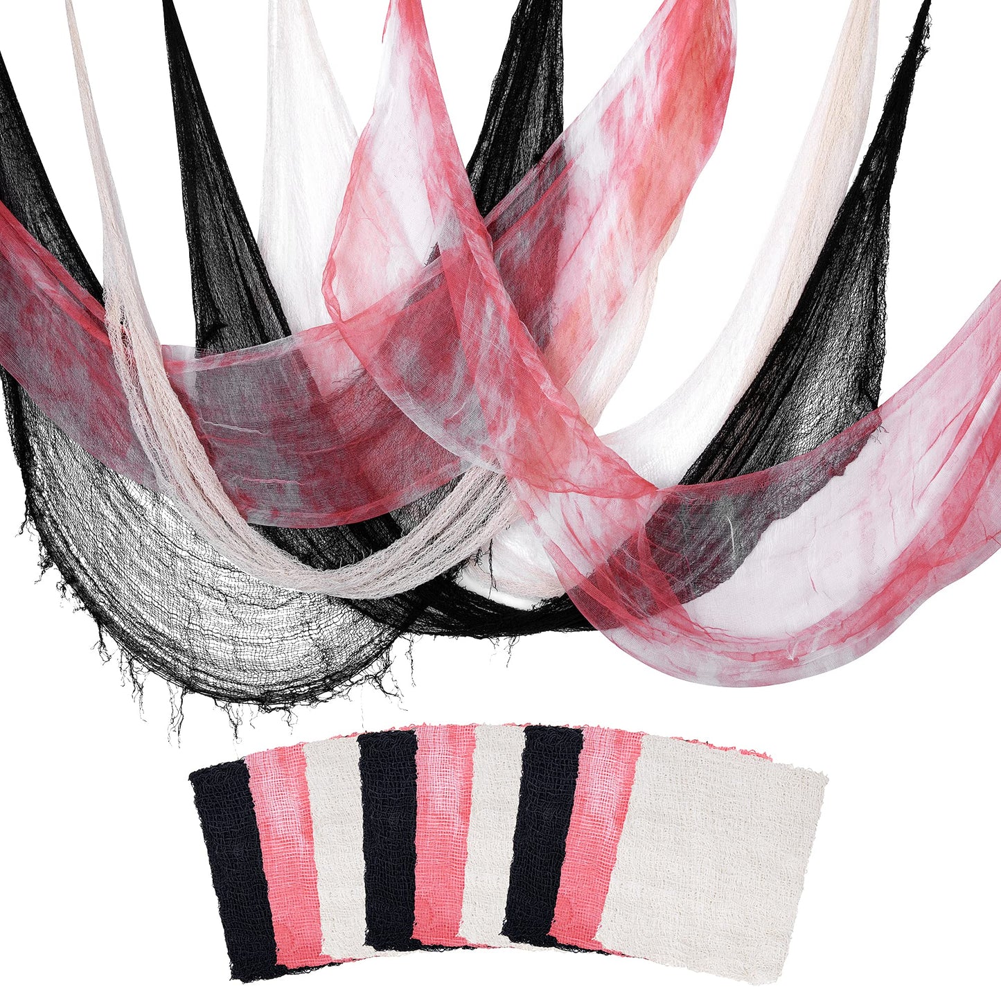 Watayo 9 Pcs Halloween Creepy Cloth, Scary Spooky Fabric Cloth, Halloween Stretch Spider Web Weave Creepy Gauze for Party Haunted House Decor