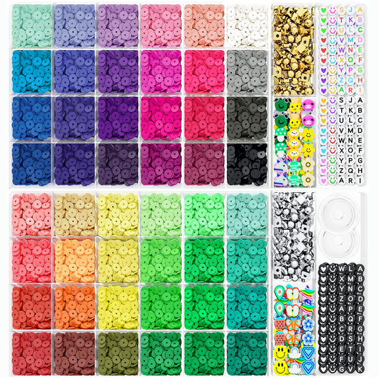 ARTDOT 10982 PCS Clay Beads for Friendship Bracelets Making Kit, 48 Rainbow Colors Jewelry Making Supplies Heishi Beads with Elastic String and Organizer Gifts