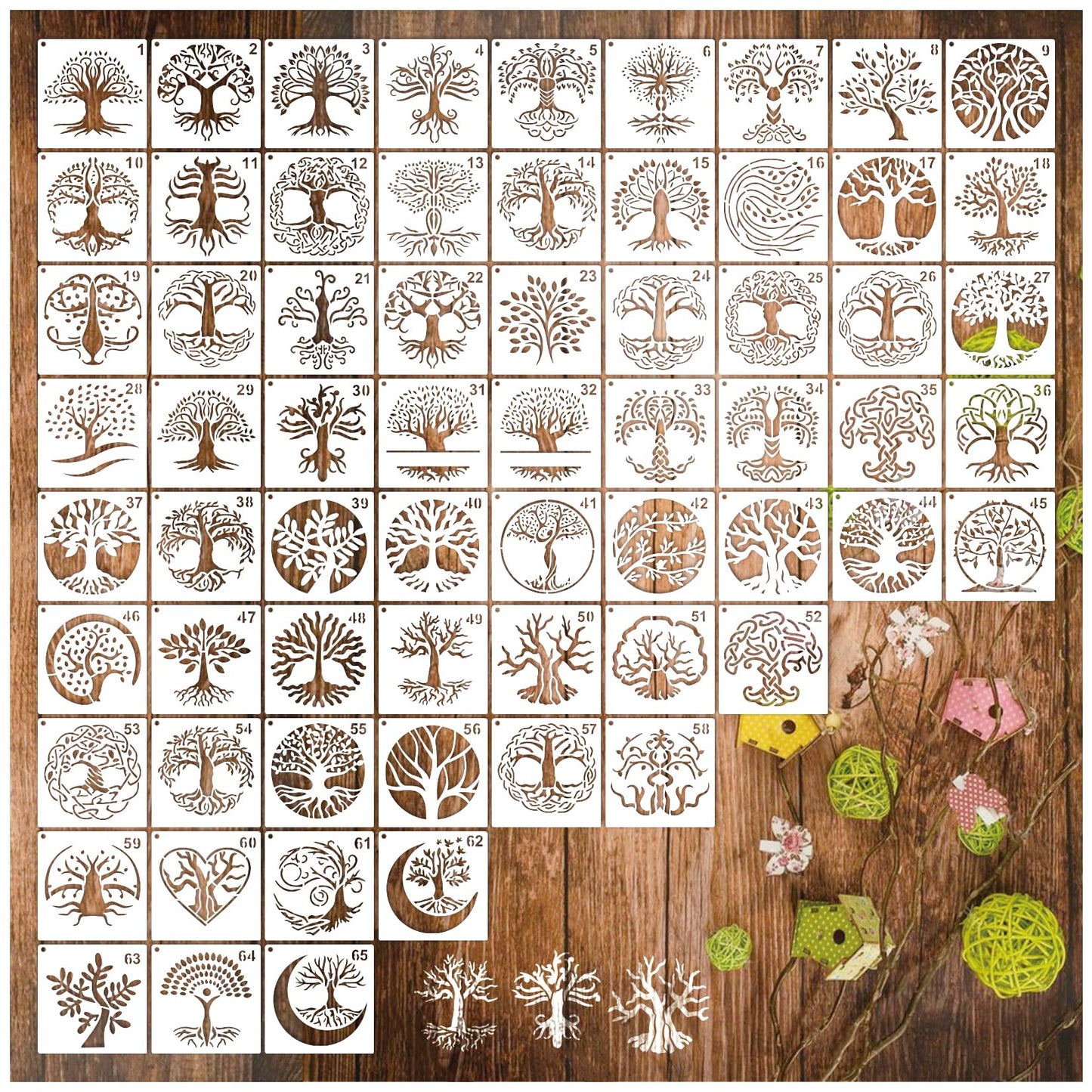 Small Stencils for Painting on Wood Reusable, 3 Inch Reusable Stencil for Craft Ornament Paint Template Stencils for Wall Card Rock Wood Signs Coasters Canvas Home Decor(Tree)