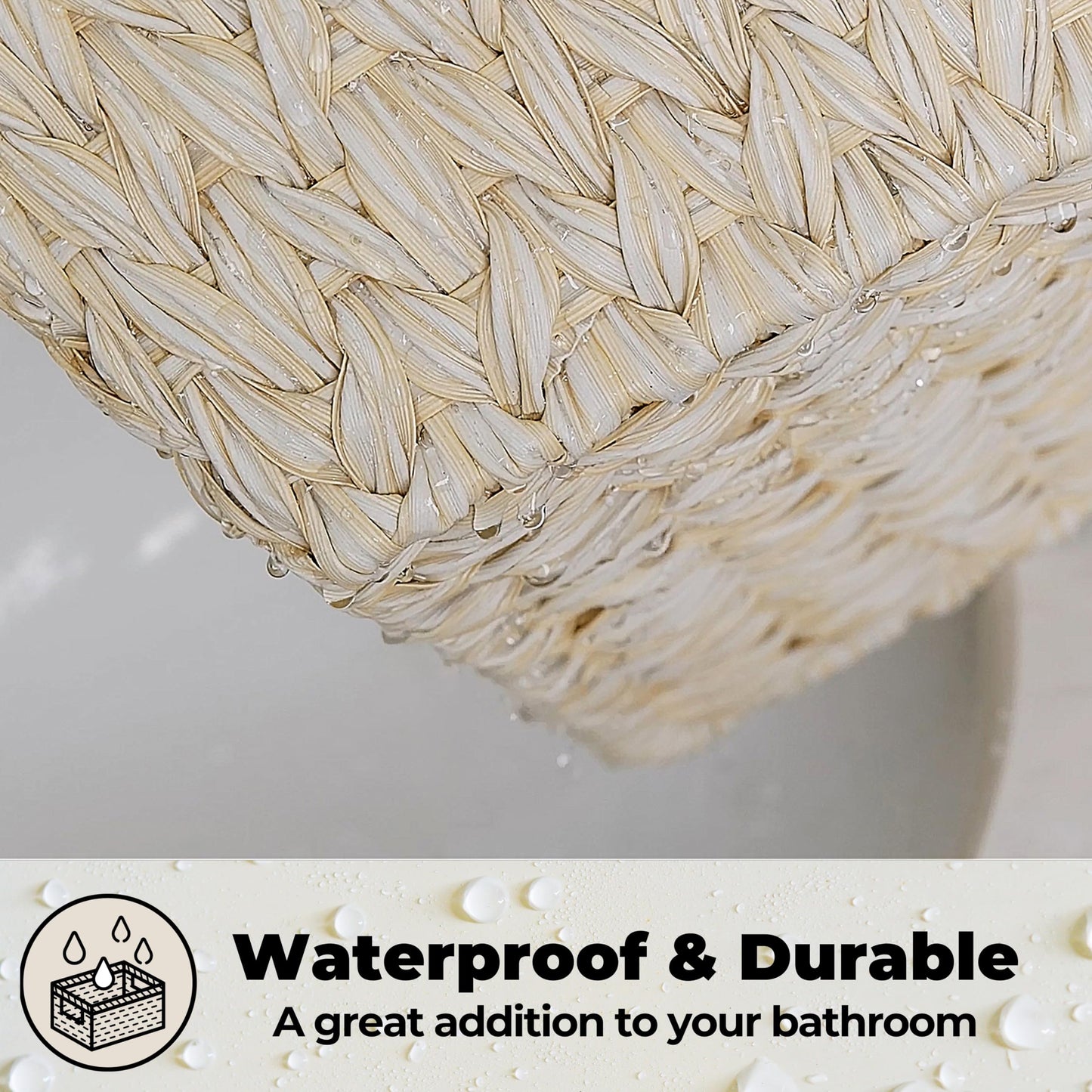 2-Pack Wicker Storage Baskets, Storage Baskets for Shelves, Trapezoid Wicker Baskets with Handles, Waterproof Woven Basket, Storage Baskets for Shelves, Butter Milk