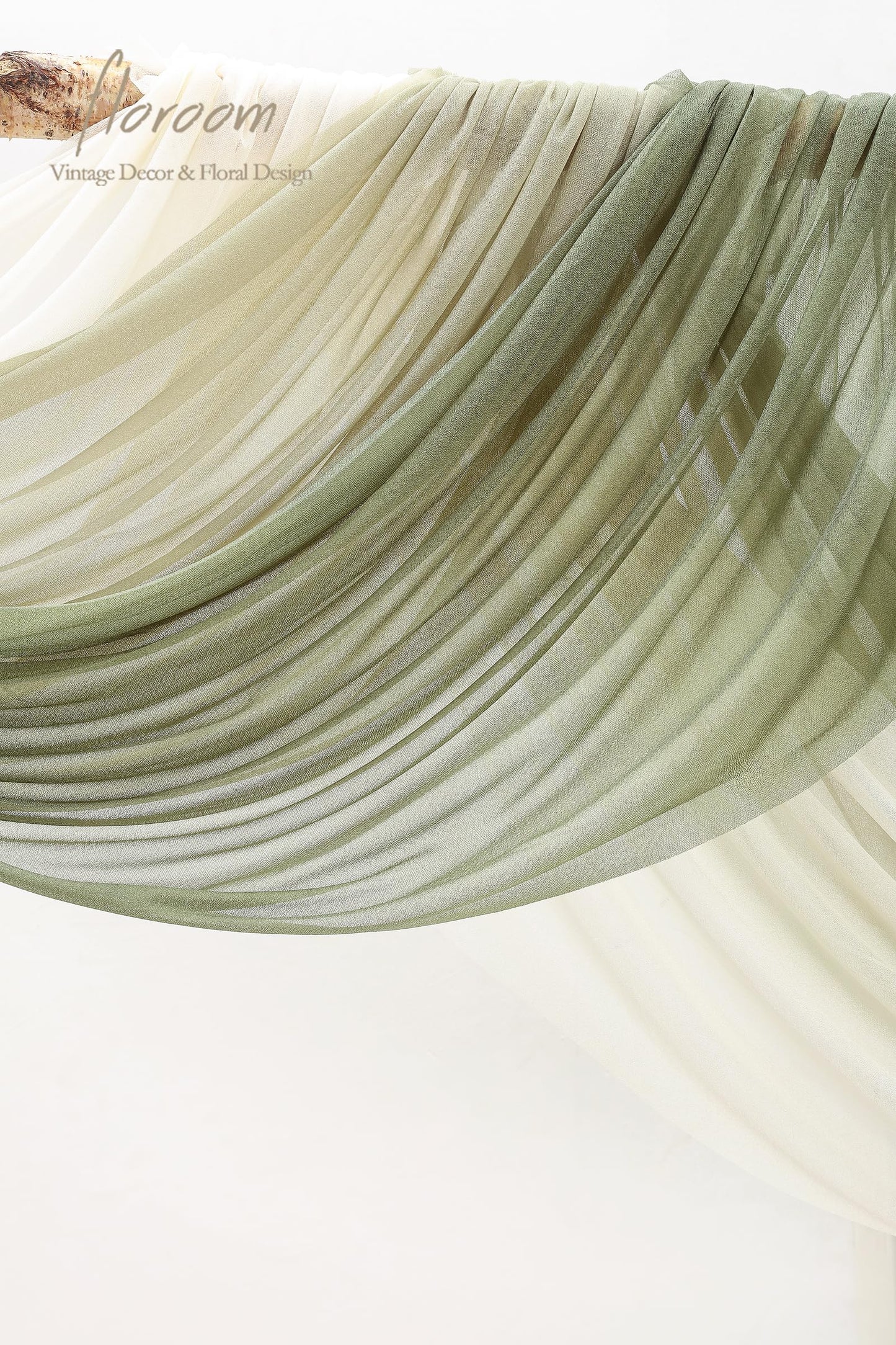 Wedding Arch Draping Fabric 3 Panels 20Ft Chiffon Fabric Drapes Arbor Drapery Wedding Ceremony Reception Swag Decorations (Forest Green +Sage Green +Ivory)