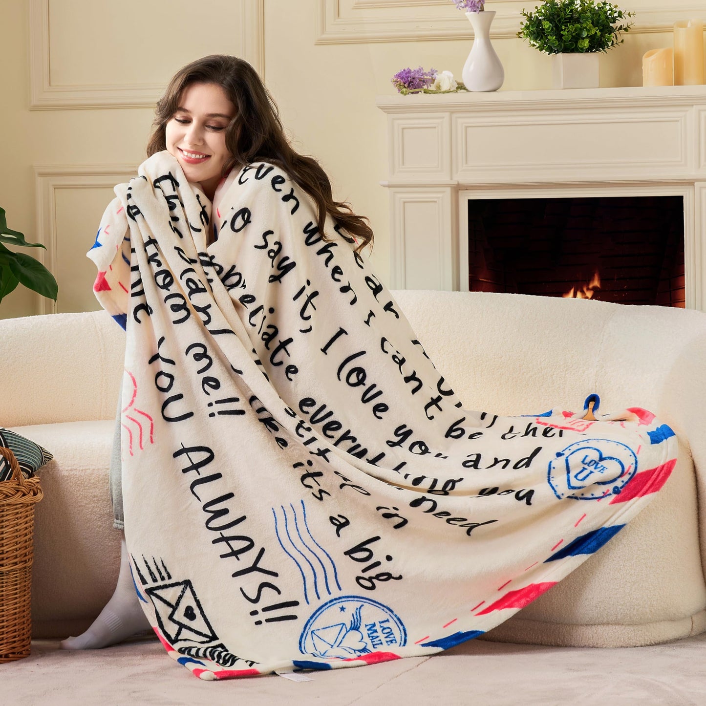 Joiedomi Birthday Gifts for Mom Soft Flannel Mom Blanket for Mothers Day Anniversary from Daughter Son 50" x 60" Ivory White