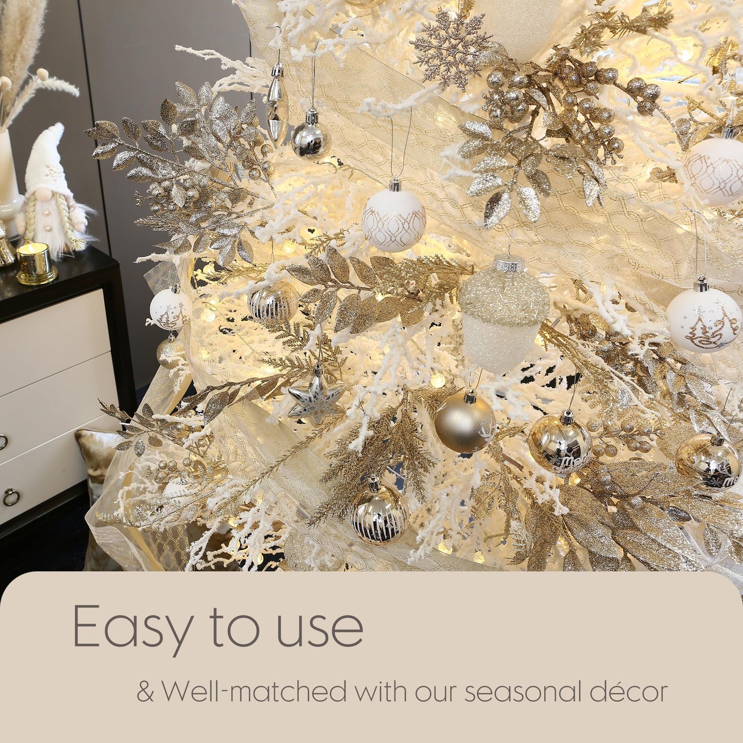 6-Inch-Wide Sheer Glitter Yarn Ribbon, Decorative Mesh Ribbon for Christmas Trees, Wreaths, Garlands, Art Crafts, Bouquets, Seasonal Decorations (3-Pack, 10-Yard/Pack, Champagne)